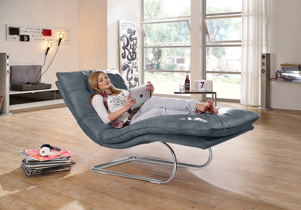W.SCHILLIG Relaxliege »daily dreams«, in Waffelkissen-Optik, wahlweise mit Motor, Freischwingergestell