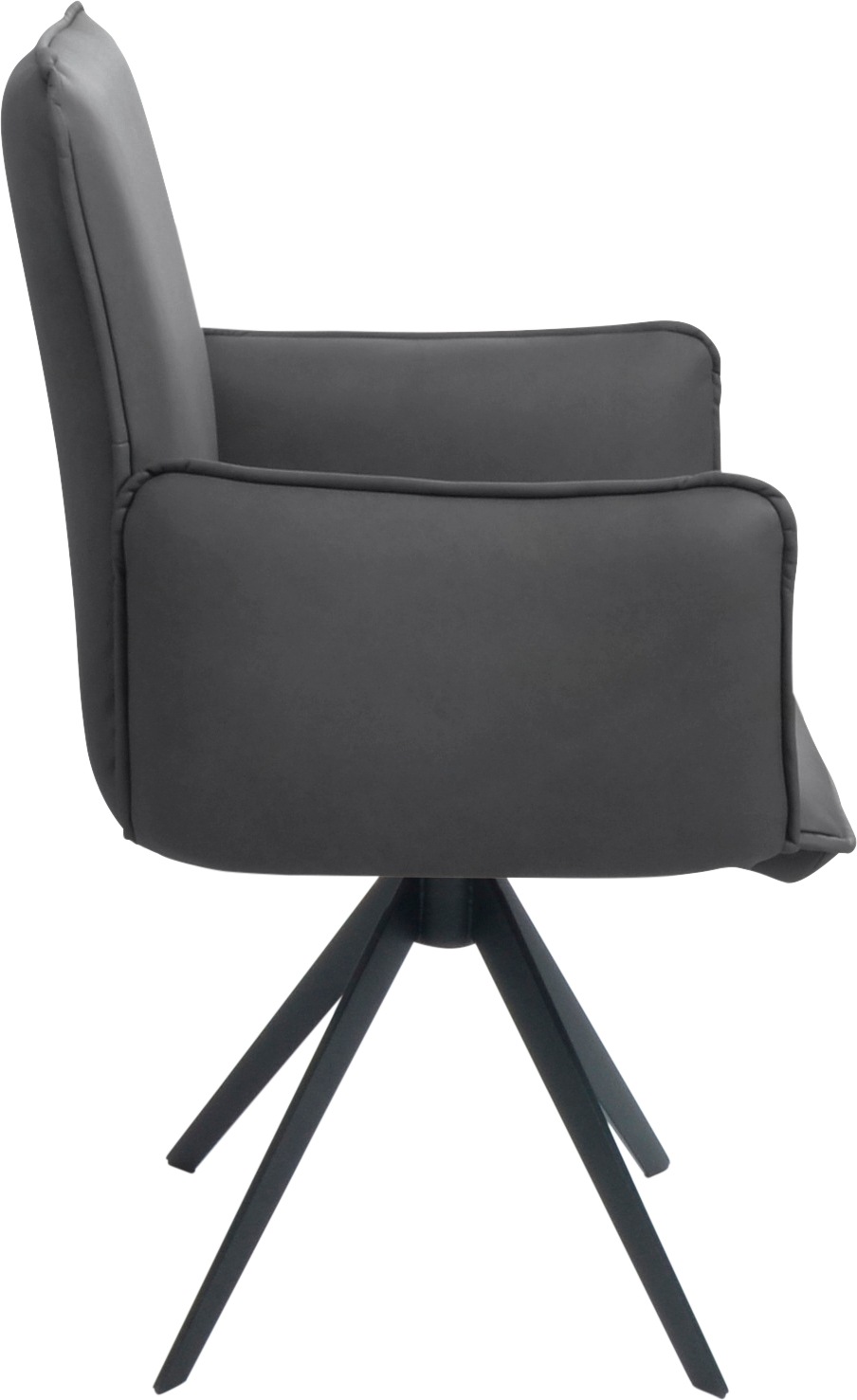K+W Komfort & Wohnen Drehstuhl, Leder, Blitzdrehkreuz und Rückholfunktion, dekorativer 12mm Biese