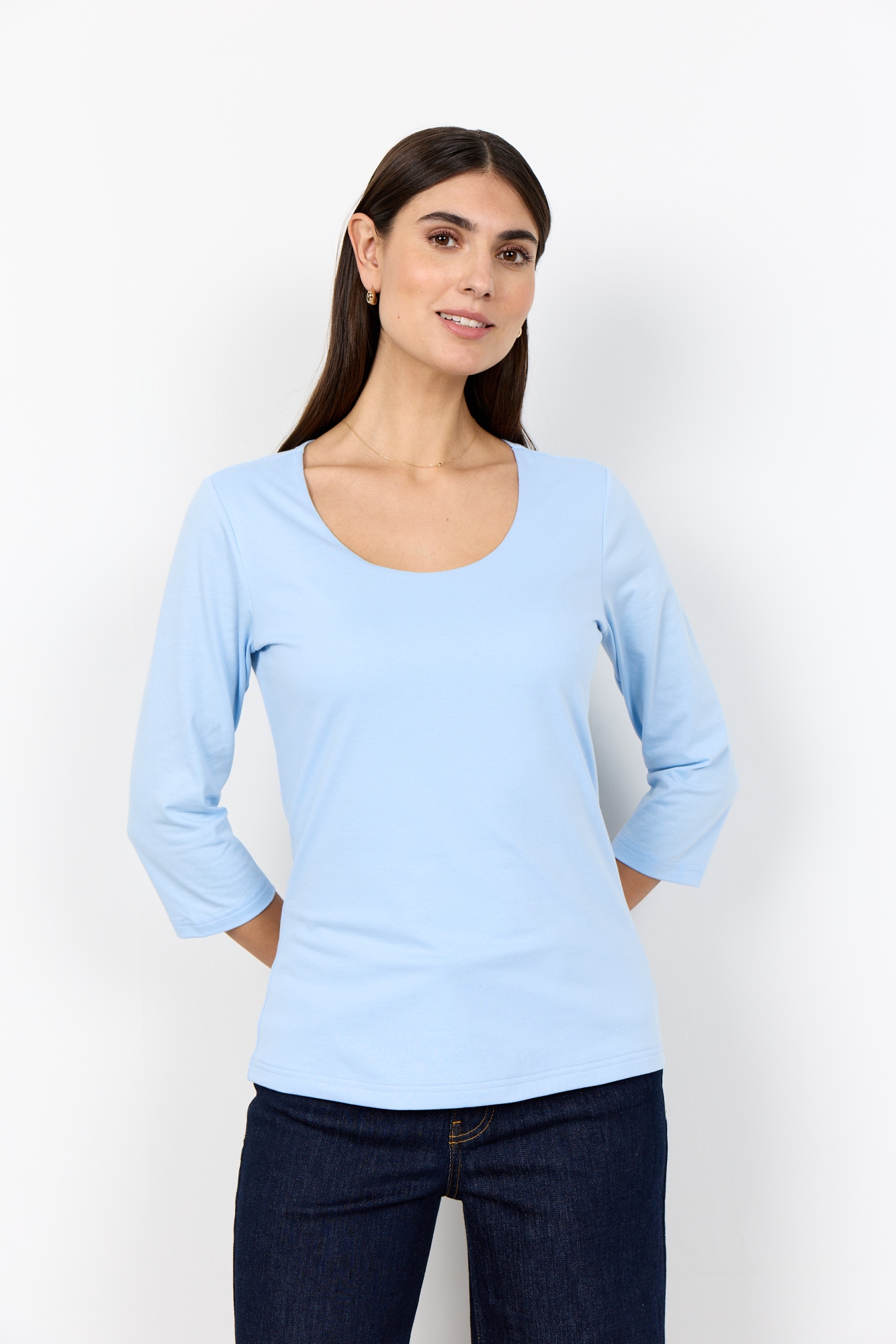 soyaconcept Rundhalsshirt »SC-PYLLE 175« aus Baumwollmischung, figurumspielende Passform, 3/4-Ärmel, unifarben