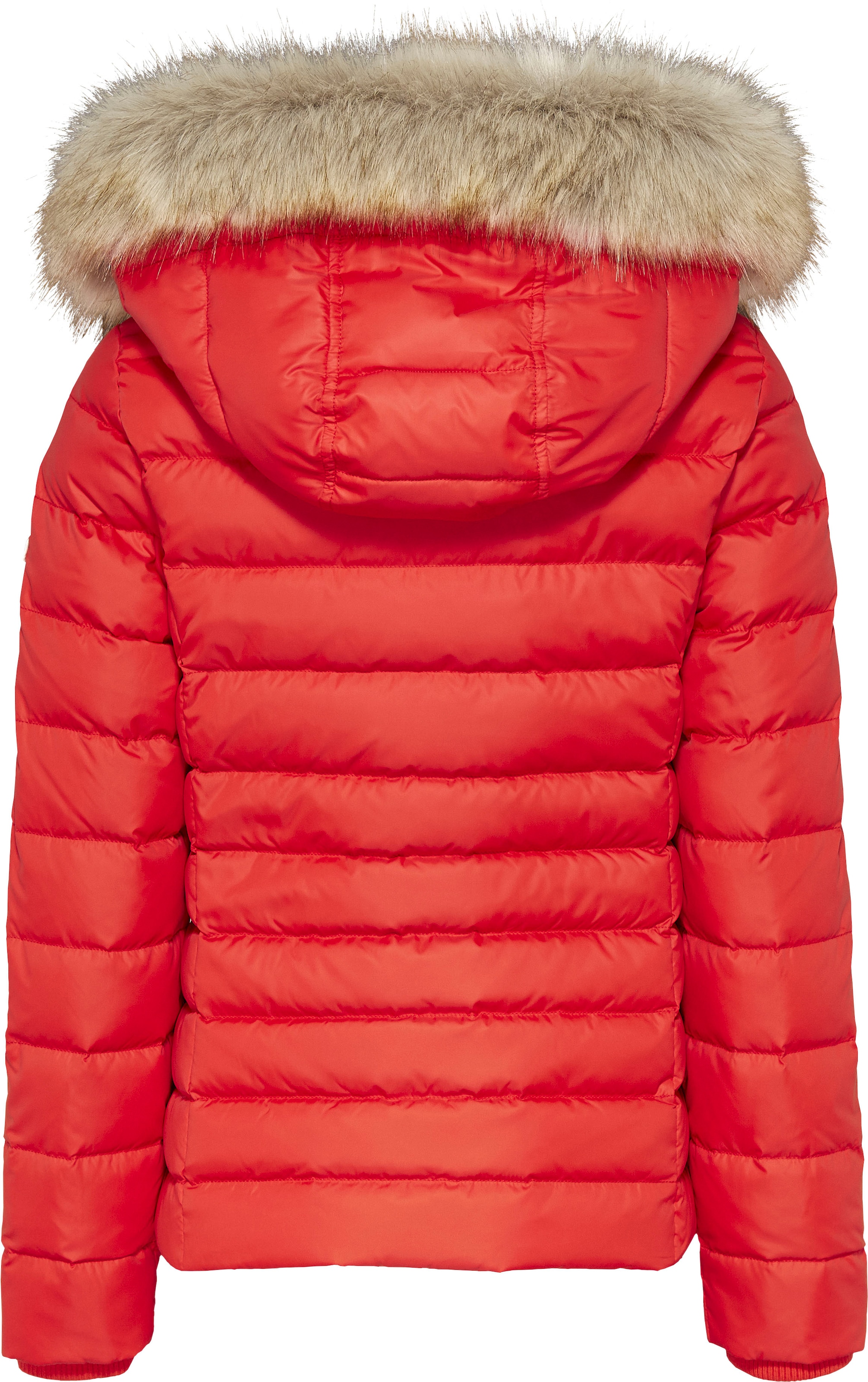 Tommy Jeans Daunenjacke »BASIC HOODED DOWN JACKET«, mit Kapuze, mit Fellimitat an der Kapuze & Tommy Jeans Logo-Flag