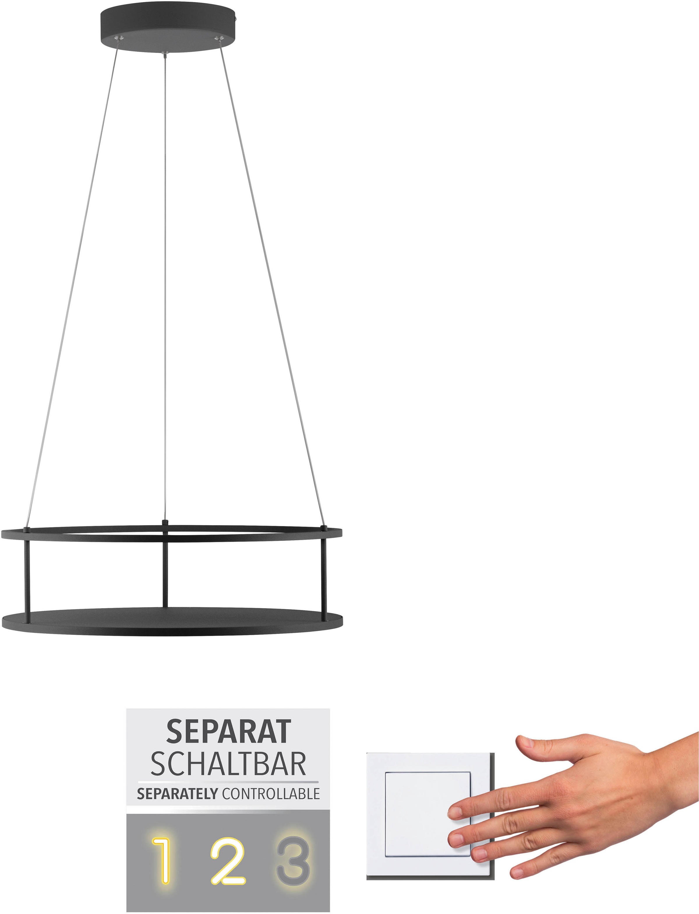 Paul Neuhaus LED Pendelleuchte »CONTURA« LED-Board 1 Stk. Warmweiß Touchdimmer, separat schaltbar, Memoryfunktion, Deko-Ablagefläche