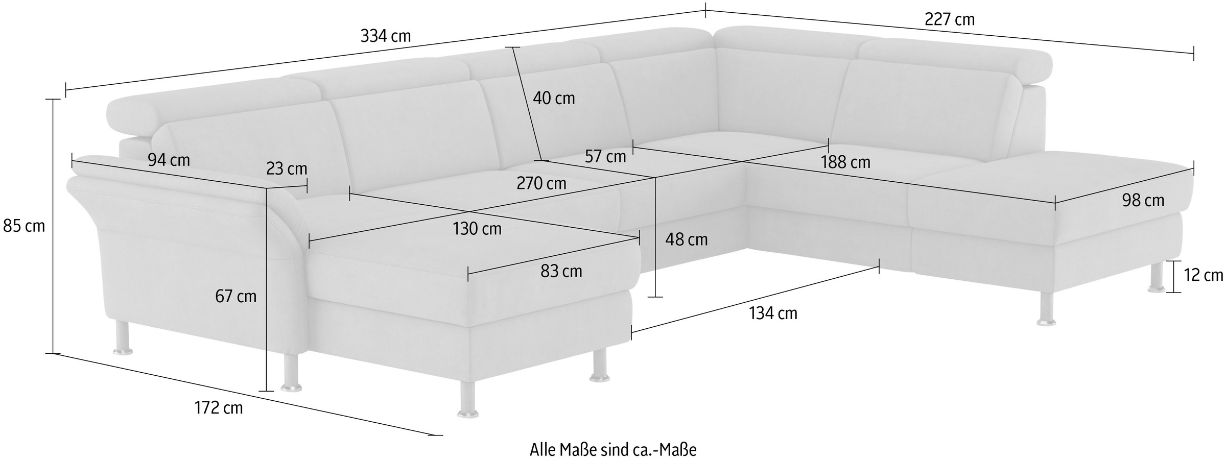 Home affaire Wohnlandschaft »Calypso U-Form«, wahlweise mit motorischer Relaxfunktion