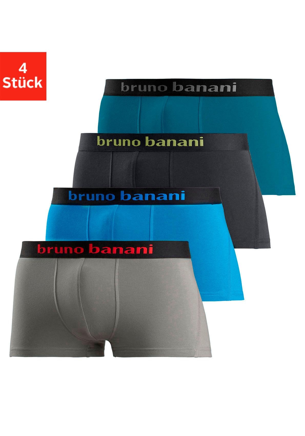 Bruno Banani Hipster, (Packung, 4 St.), knapp sitzende Boxershorts mit Logo Webbund aus...