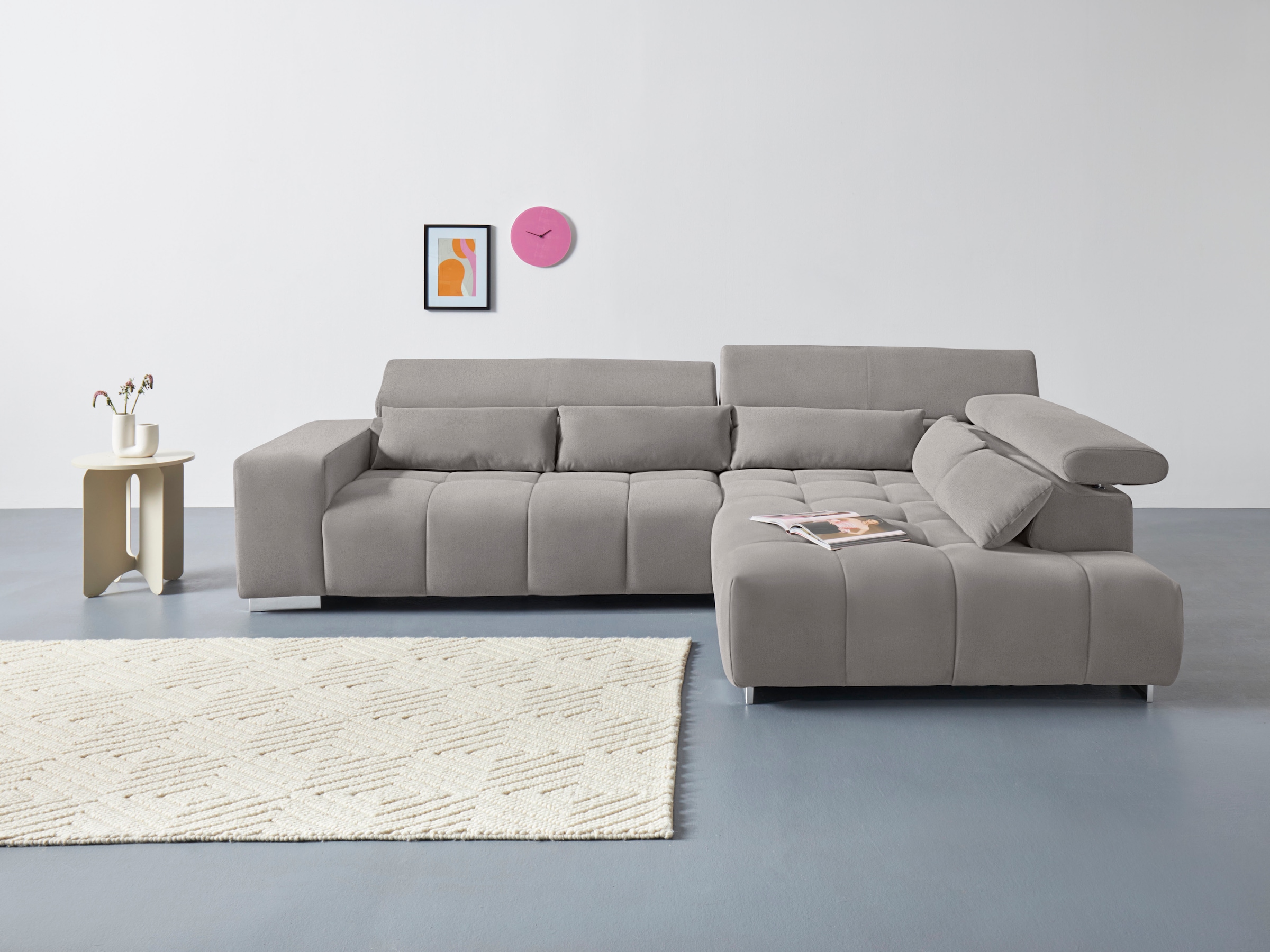 COTTA Ecksofa "Orion L-Form" mit Kopfteilverstellung & 5 Nierenkissen günstig online kaufen