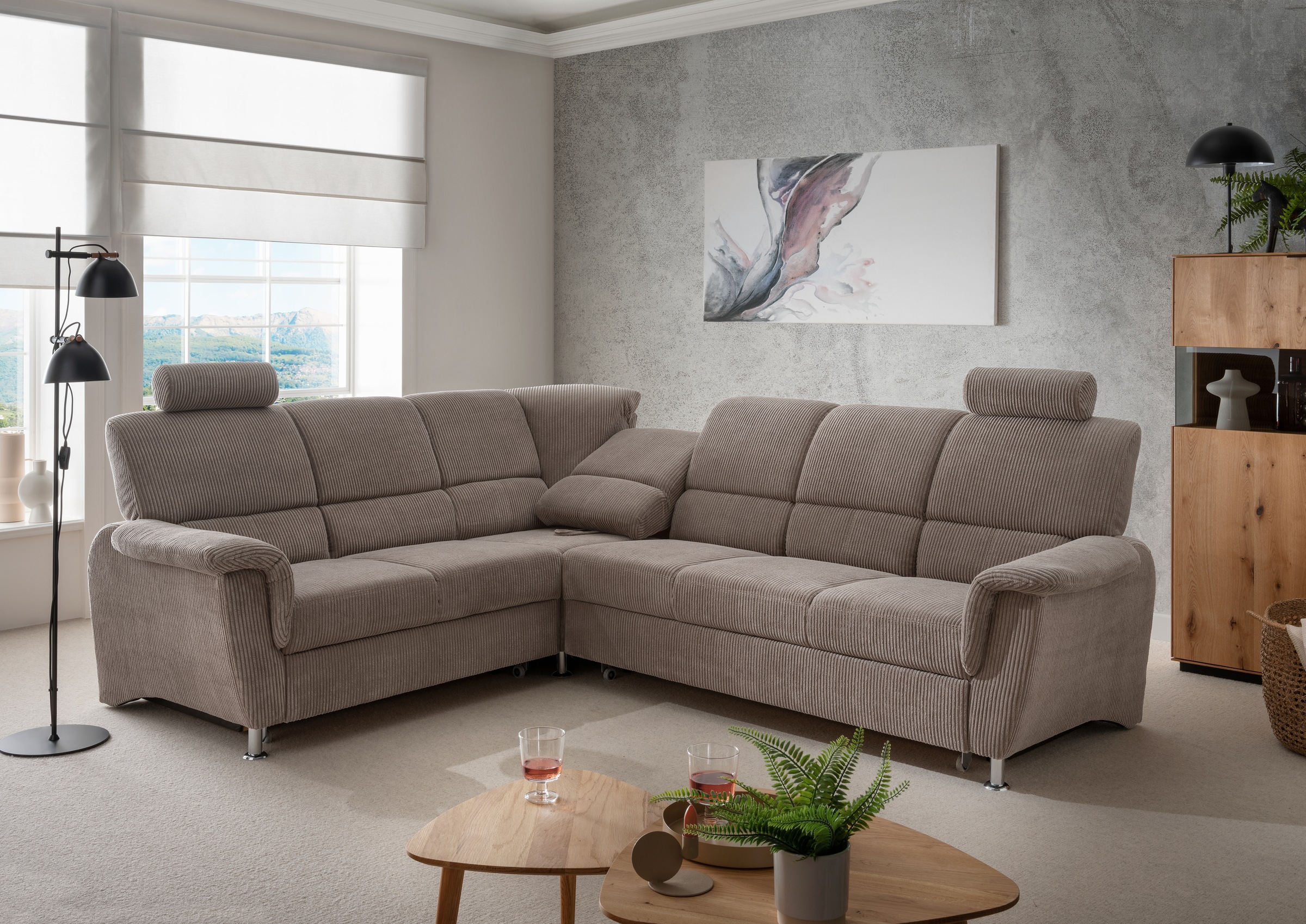 Home affaire Ecksofa »Pisa L-Form, mit Schlaffunktion, Stauraum, 2x höhenve günstig online kaufen