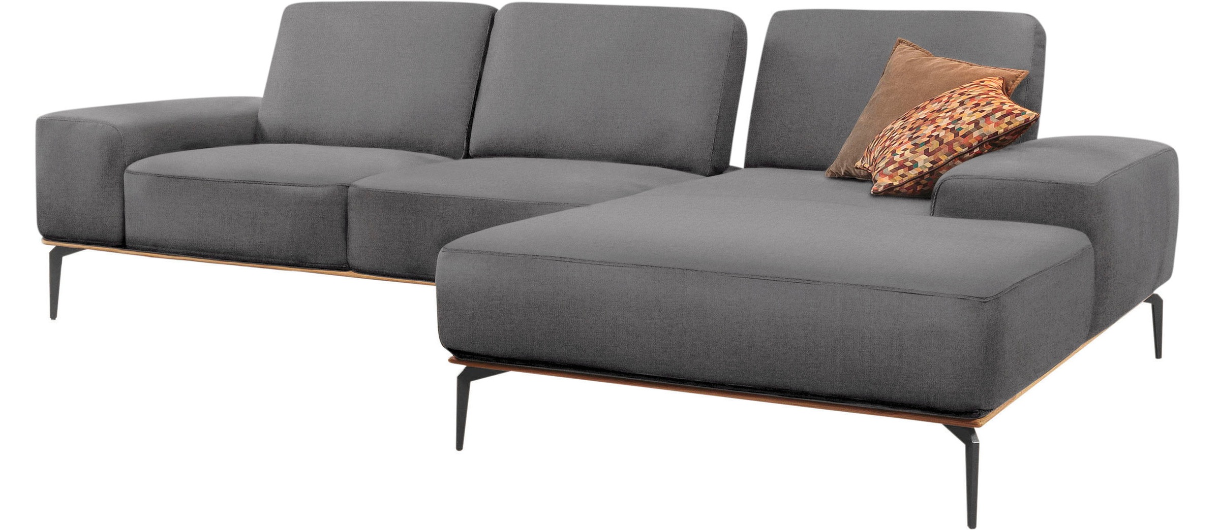 W.SCHILLIG Ecksofa »run, Designsofa mit tollem Sitzkomfort, bequem, L-Form«, mit Holzsockel, Füße in Schwarz pulverbeschichtet, Breite 299 cm