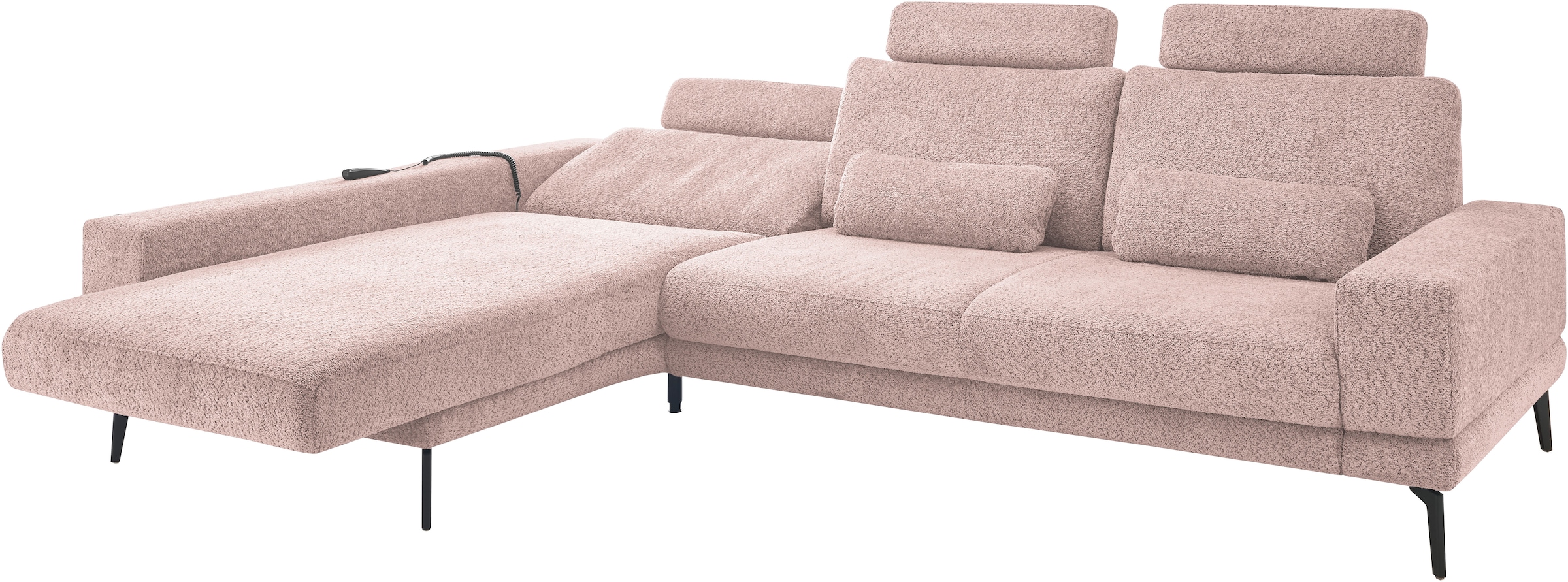 set one by Musterring Ecksofa »SO 3600, inkl motor. Sitztiefenverstellung, Kopfstützen, Nierenkissen«, Sitzhöhe 44 cm, Federkern, Breite 293 x Tiefe 180 cm, Kama rose
