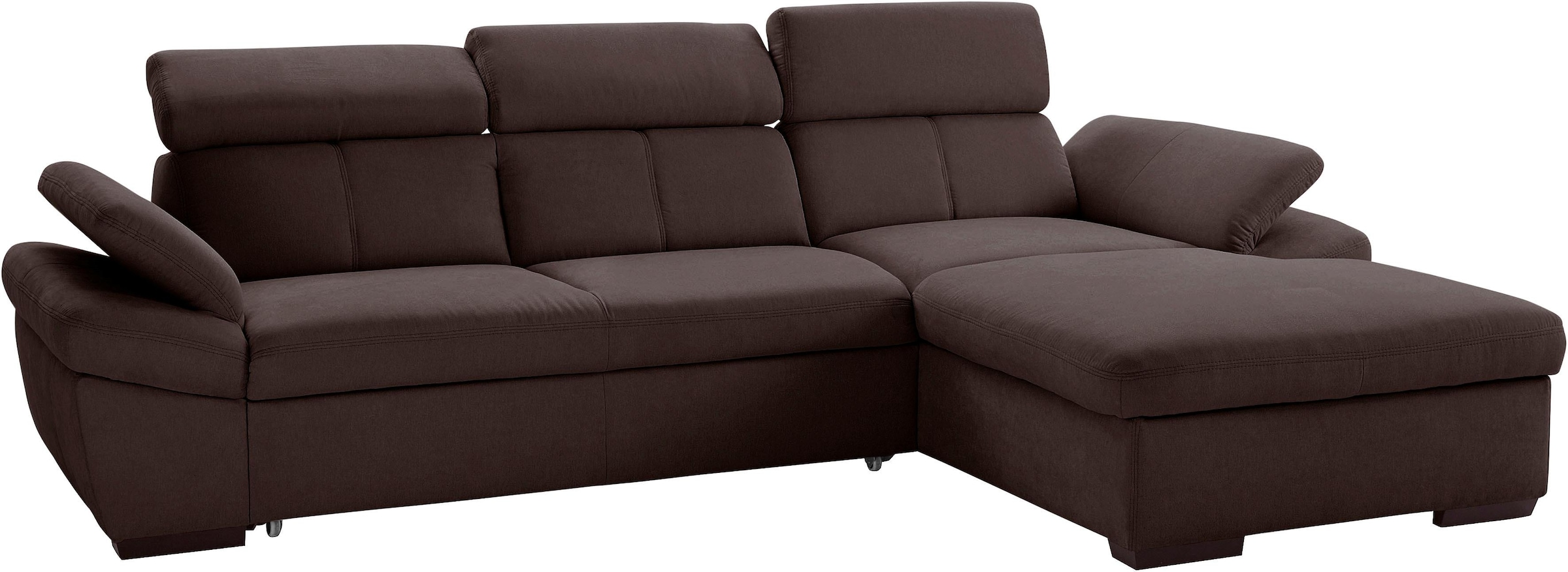 exxpo - sofa fashion Ecksofa »Salerno, inkl. Arm-& Kopfteilverstellung, bequem, Breite 280cm, L-Form« wahlweise mit Bettfunktion und Bettkasten, tolle Detailverarbeitung