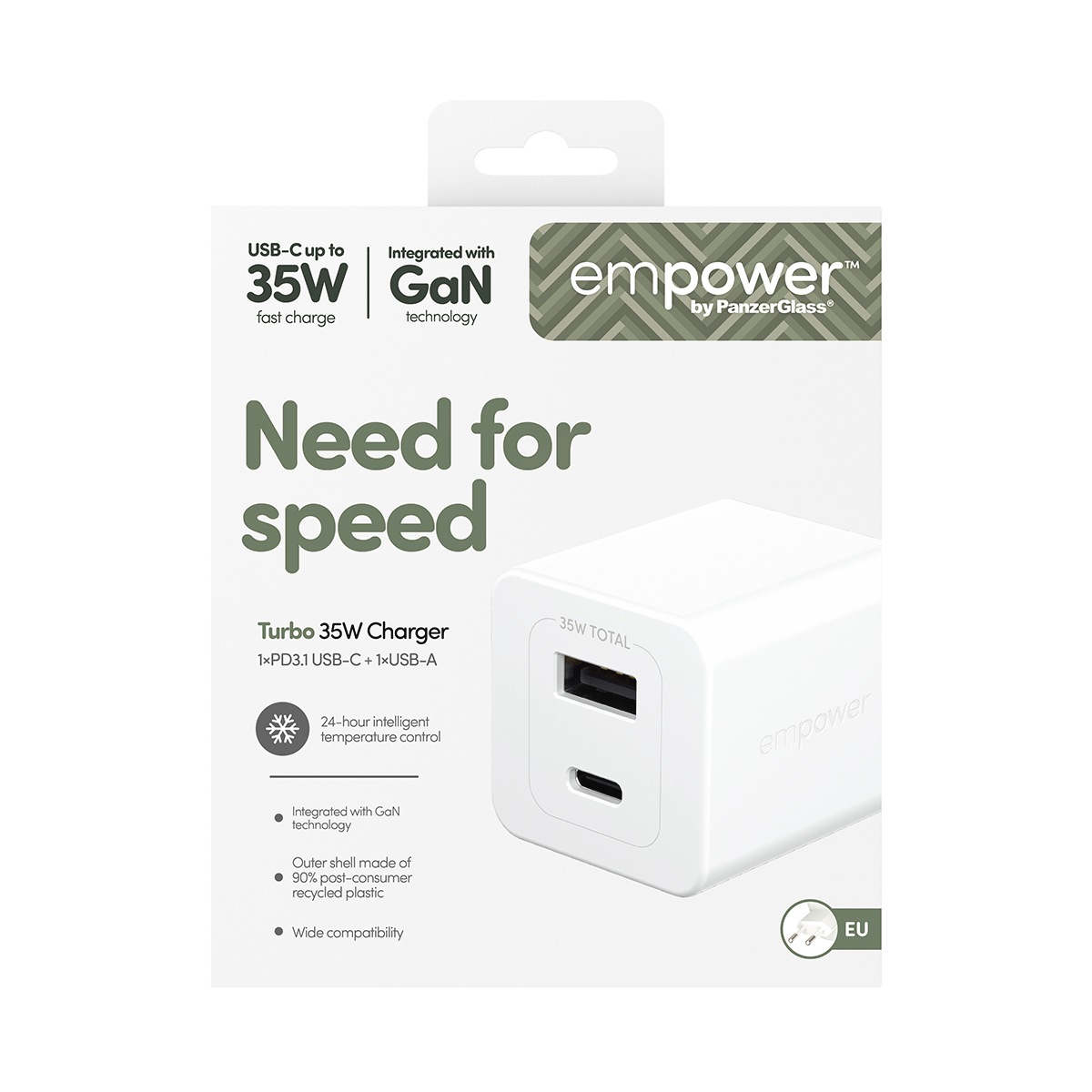 empower by PanzerGlass USB-Ladegerät »Turbo 35 W Charger 1x USB-C 1x USB-A EU-Plug«