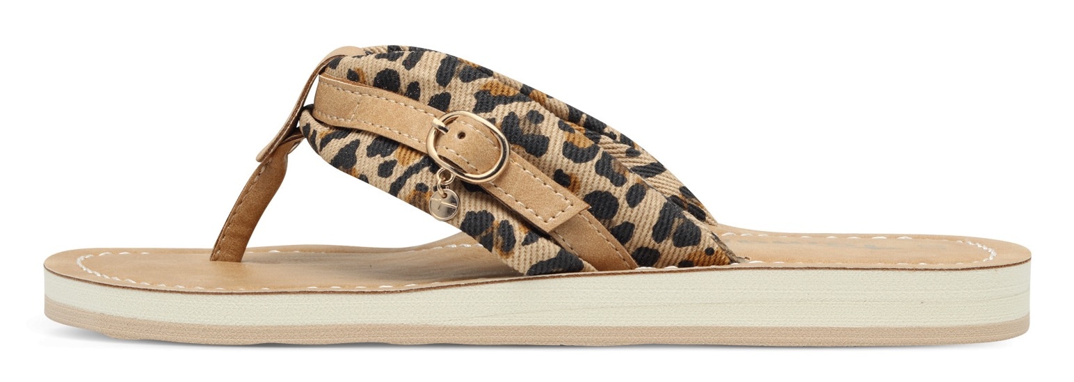 Tamaris Zehentrenner »AVRIL«, Sommerschuh, Flats, Schlappen mit T-Logoanhänger