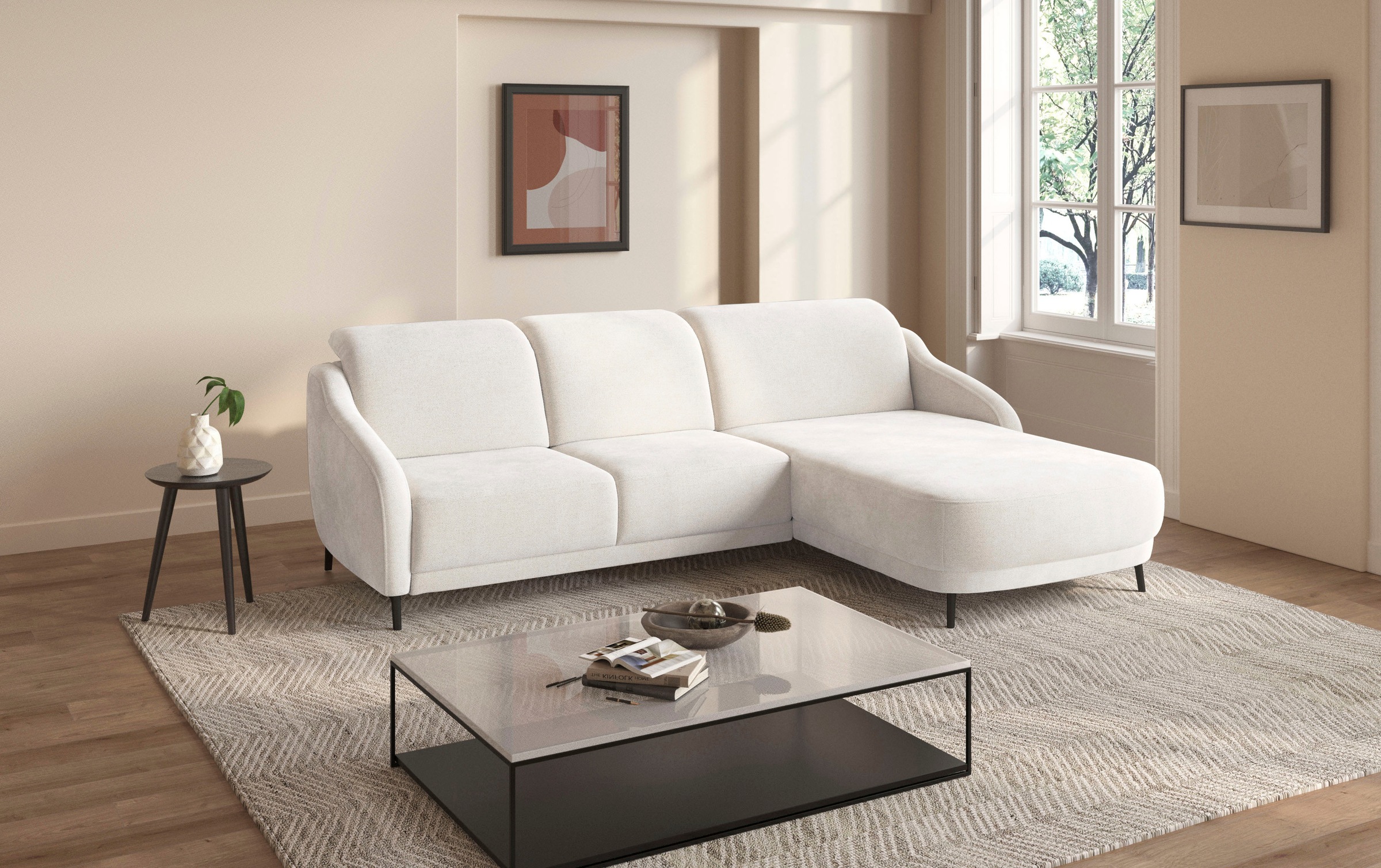 sit&more Ecksofa »Blues L-Form«, wahlweise mit Klapptisch und USB