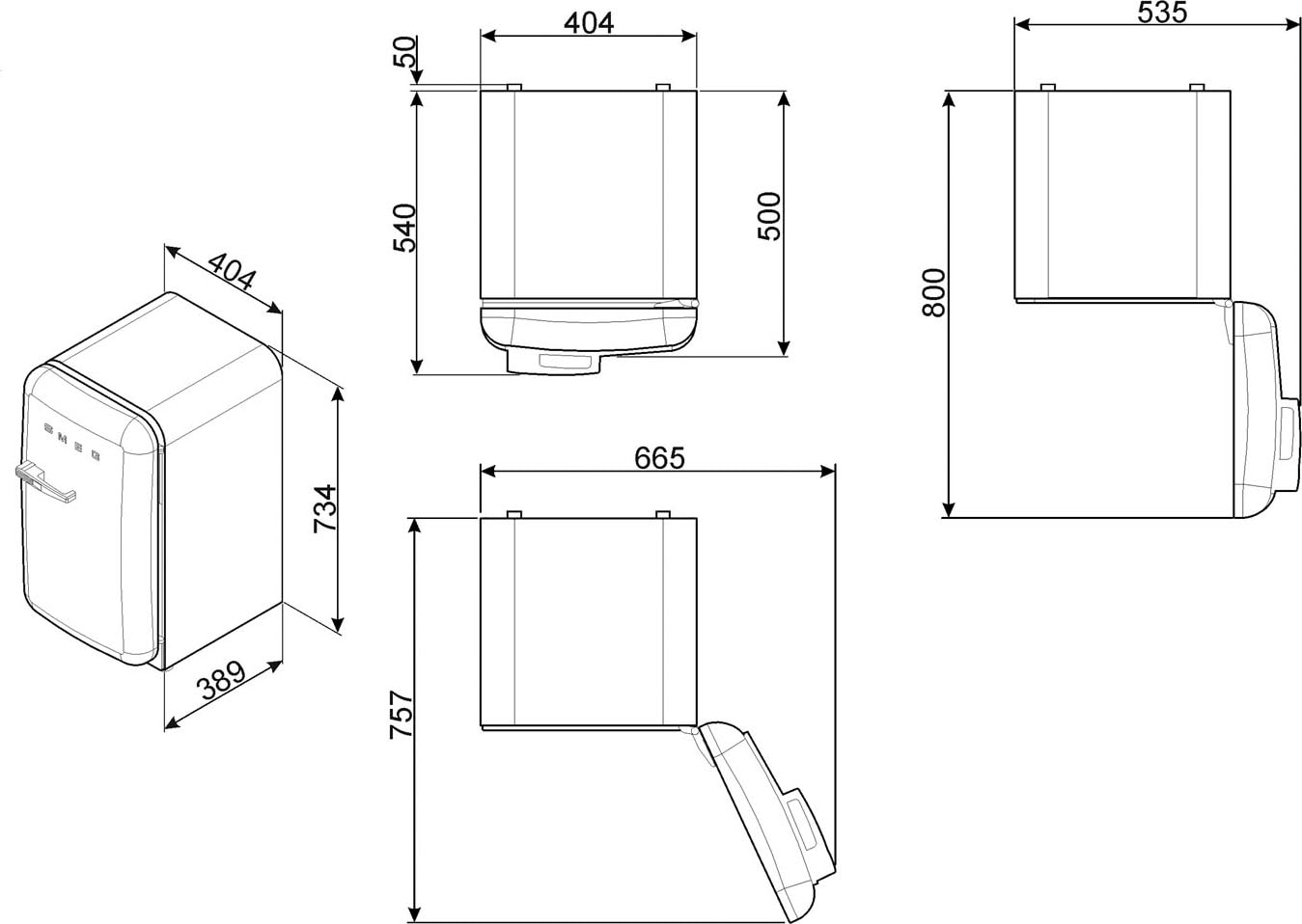 Smeg Kühlschrank »FAB5_5«, FAB5RCR5, 71,5 cm hoch, 40,4 cm breit online  kaufen | Retrokühlschränke