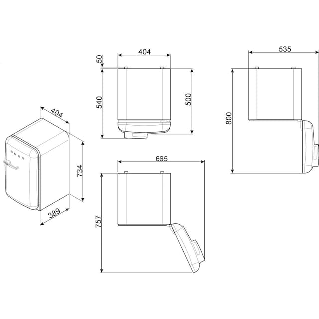Smeg Kühlschrank »FAB5_5«, FAB5RCR5, 71,5 cm hoch, 40,4 cm breit online  kaufen