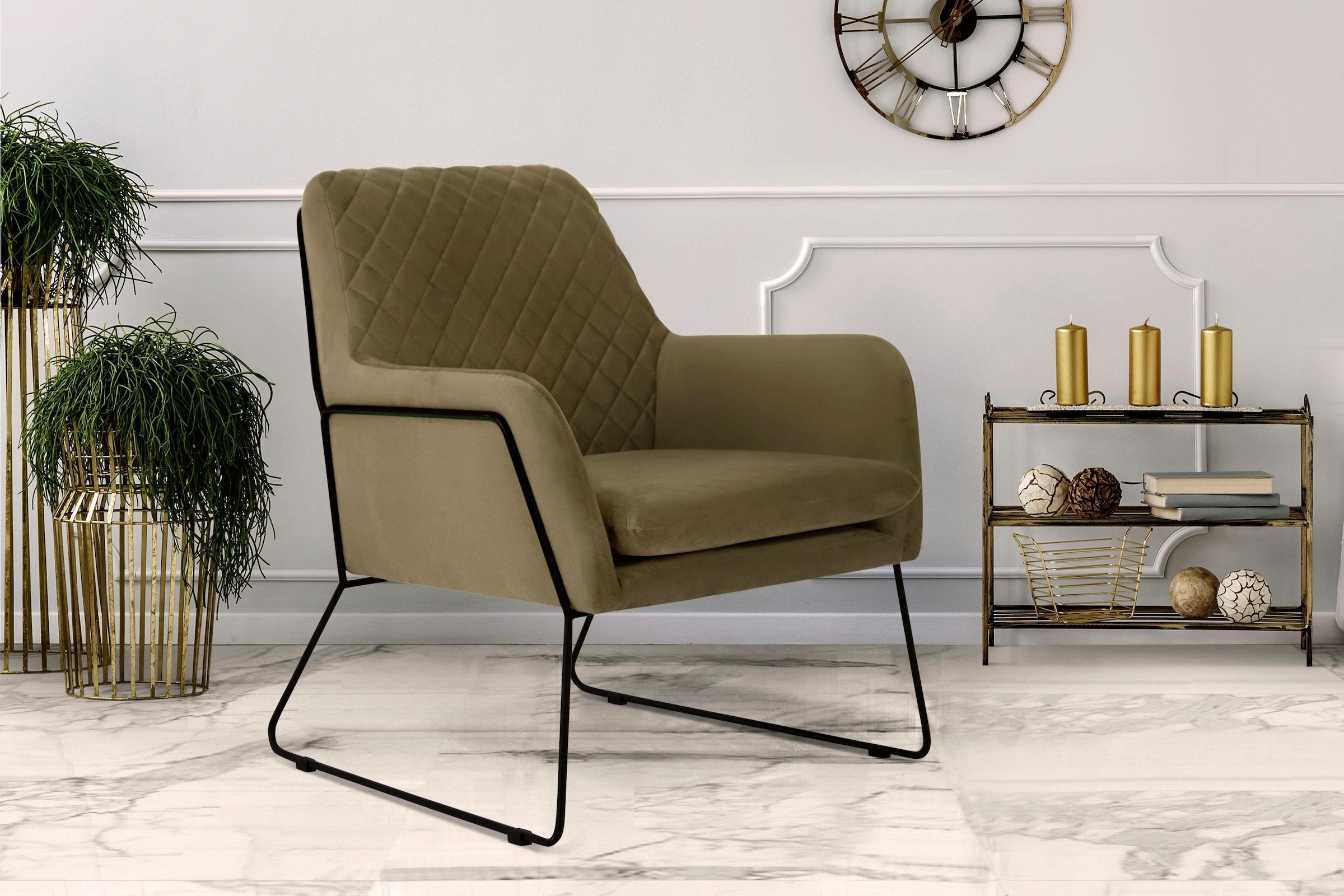 Home affaire Sessel »Olo Cocktailsessel« mit Karo-Prägung im Rückenteil und günstig online kaufen