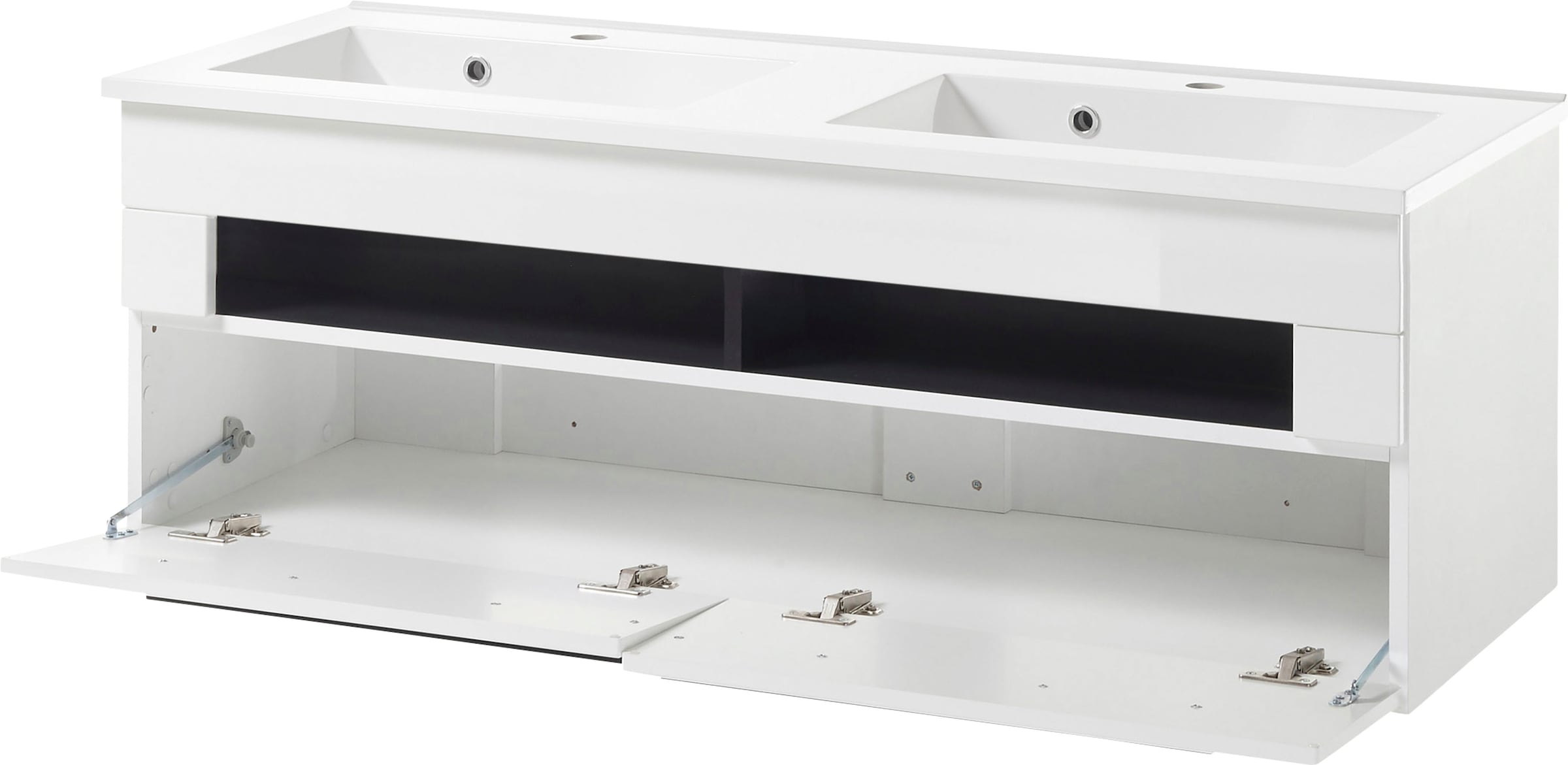 INOSIGN Waschtisch »Cantara, Waschtisch inkl. Waschbecken, modernes Design«, mit schwarzen Griffen, ausreichend Stauraum