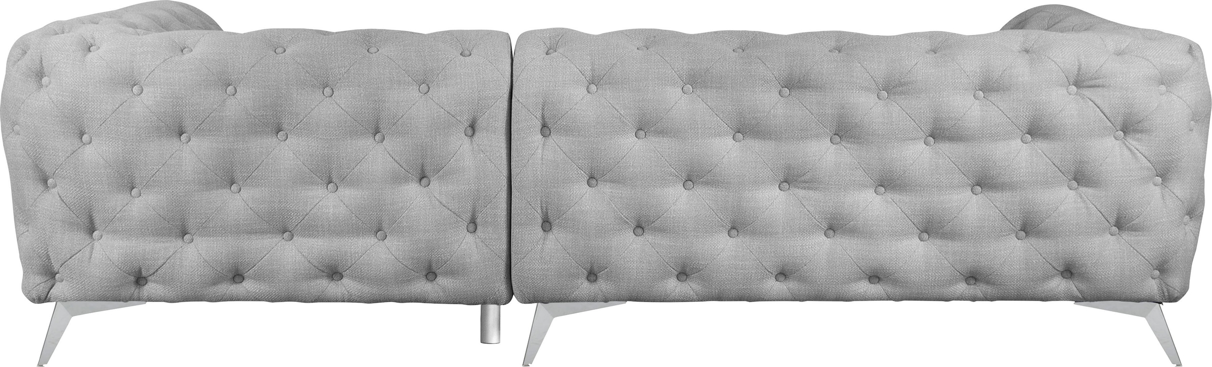Leonique Chesterfield-Sofa »Ecksofa GLYNIS L-Form mit Wellenunterfederung, Maße B/T/H 264/204/75cm«, aufwändige Knopfheftung, moderne Chesterfield Optik, Fußfarbe wählbar
