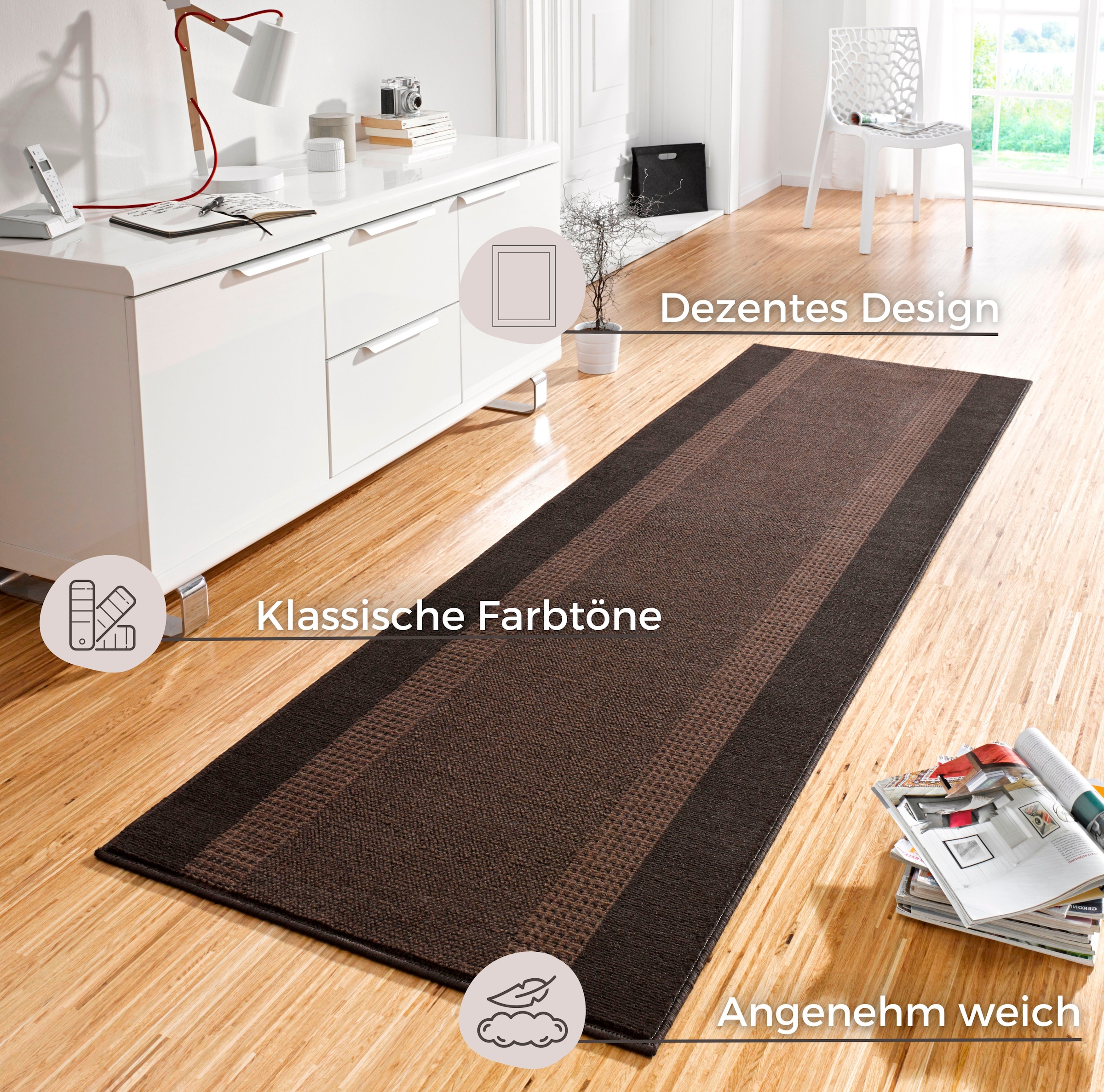 2. Bild von HANSE Home Läufer »Band«, rechteckig, Kurzflor, Weich, Wohnzimmer, Schlafzimmer, Esszimmer Küche, Flur