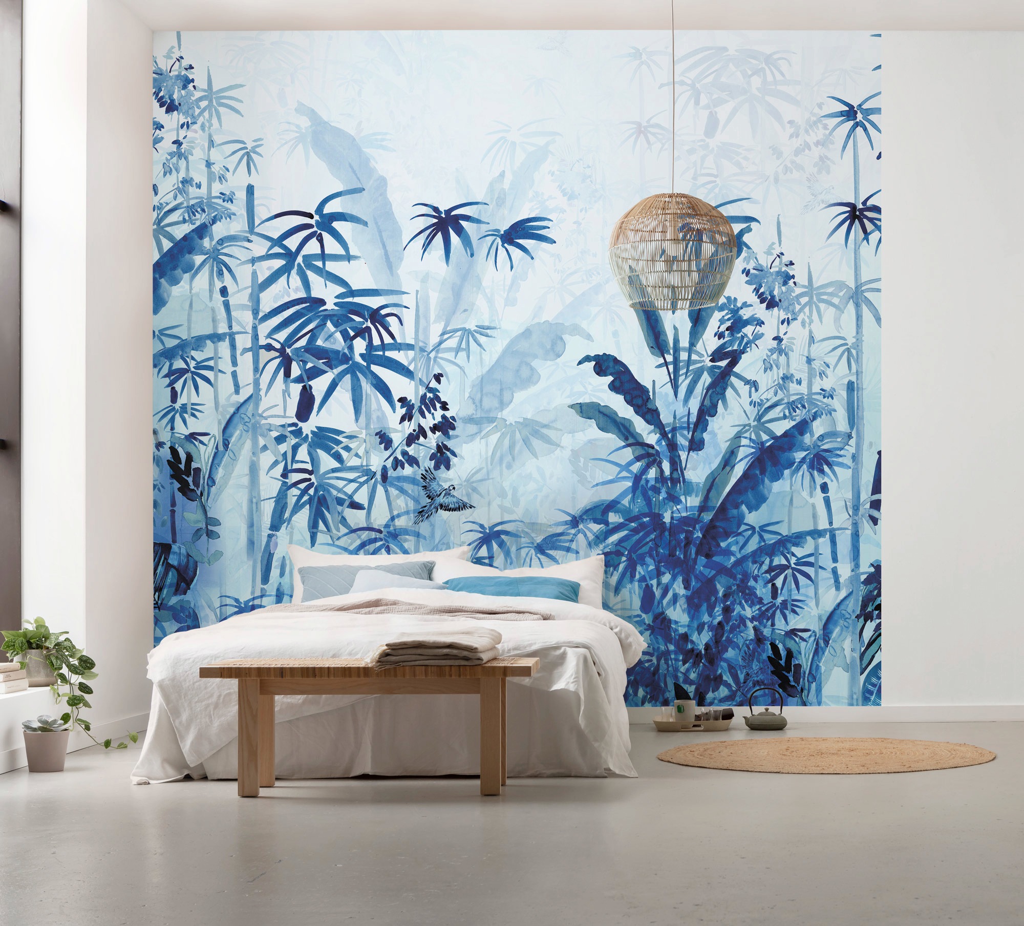 Komar Vliestapete »Digitaldruck Vlies - Blue Jungle - Größe 300 x 280 cm«, bedruckt, Wohnzimmer, Schlafzimmer