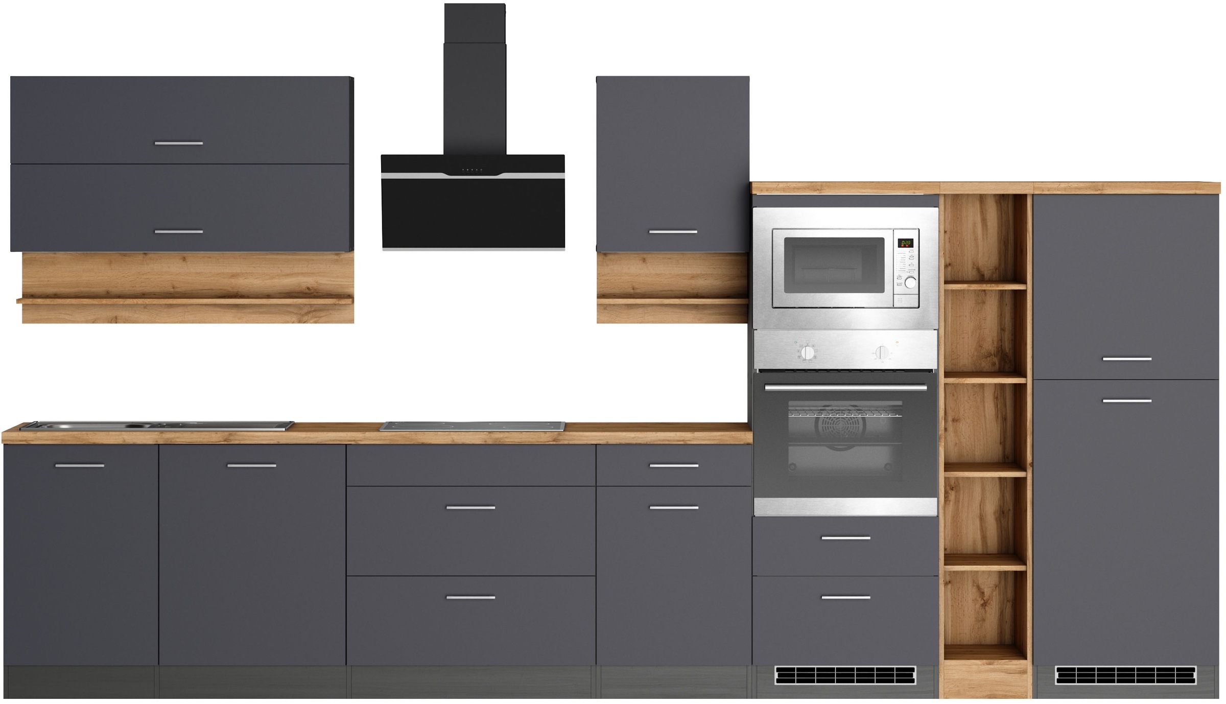 KOCHSTATION Küchenzeile »KS-Milan« 390 cm breit, viel Stauraum, wahlweise m günstig online kaufen