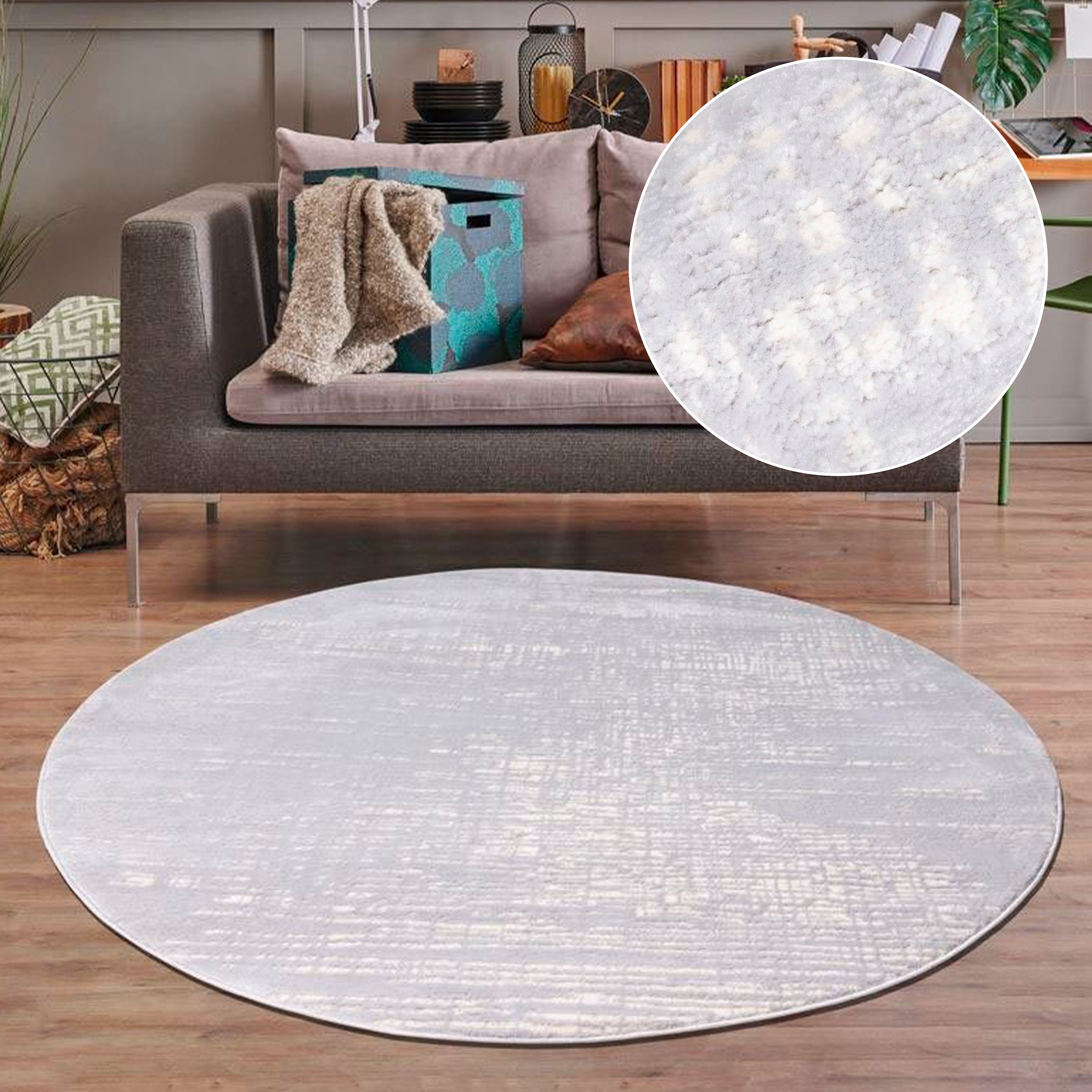 OTTO home Teppich »Ariano, dezenter Glanz mit Hoch-Tief-Struktur« rund 12 mm Höhe Vintage Design, Schrumpf Carving-Effekt, Wohnzimmer, Schlafzimmer