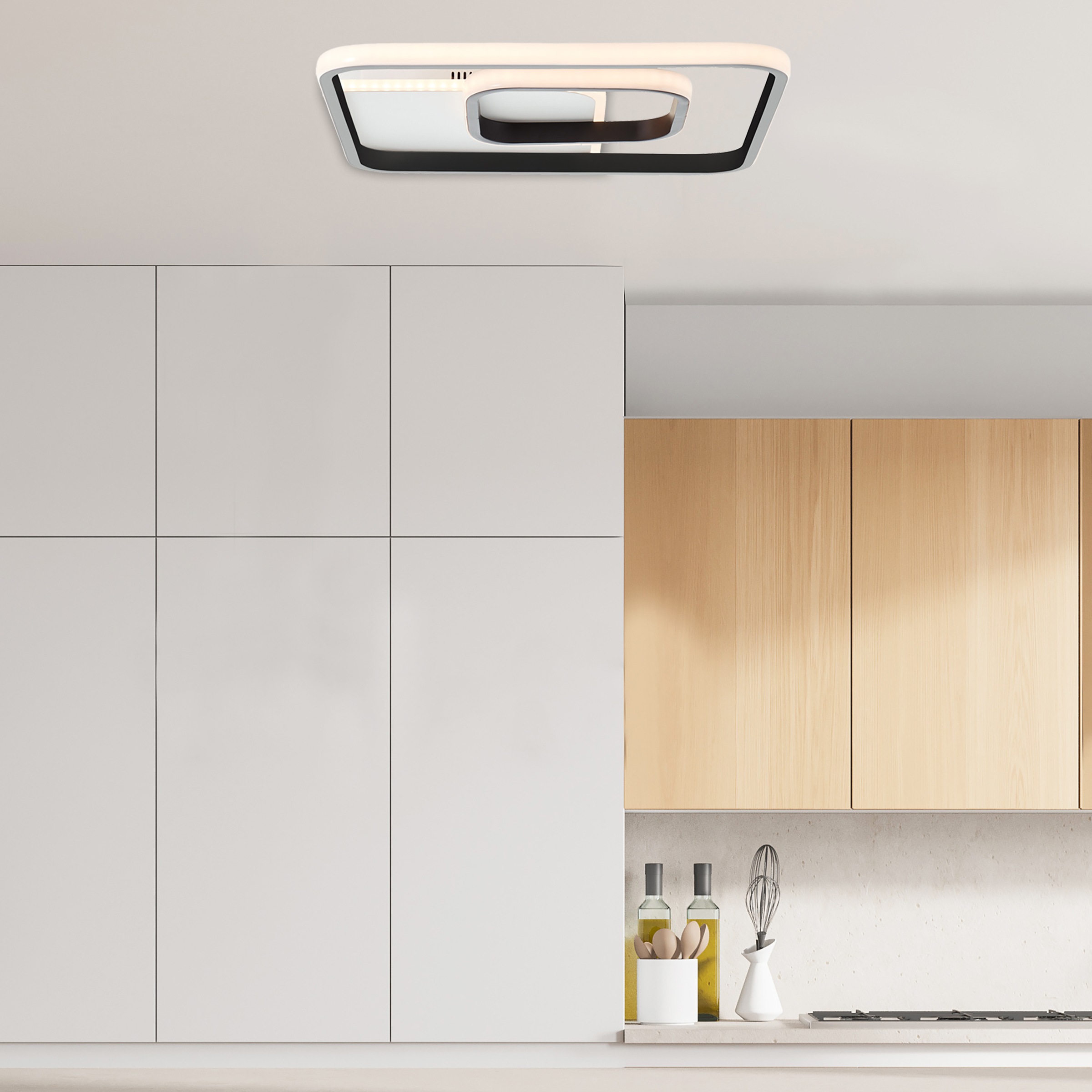 Brilliant LED Deckenleuchte »Merapi«, 1 flammig, Leuchtmittel LED-Modul | LED fest integriert, 41 x 41 cm, 3600 lm, warmweißes Licht, Metall/Kunststoff, weiß/schwarz