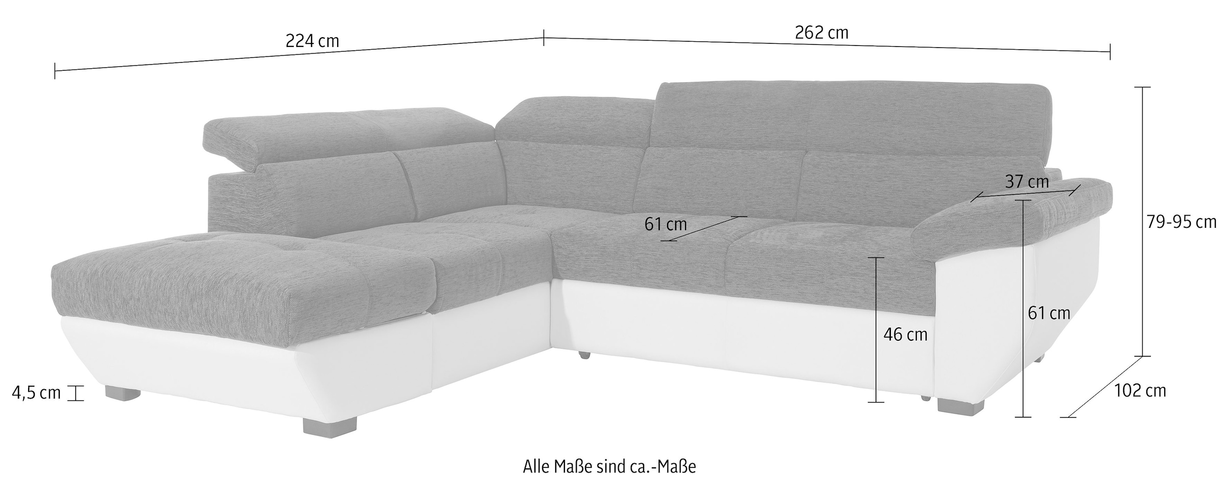 COTTA Ecksofa »Speedway L-Form«, mit Kopfteilverstellung, wahlweise mit Bettfunktion & Bettkasten