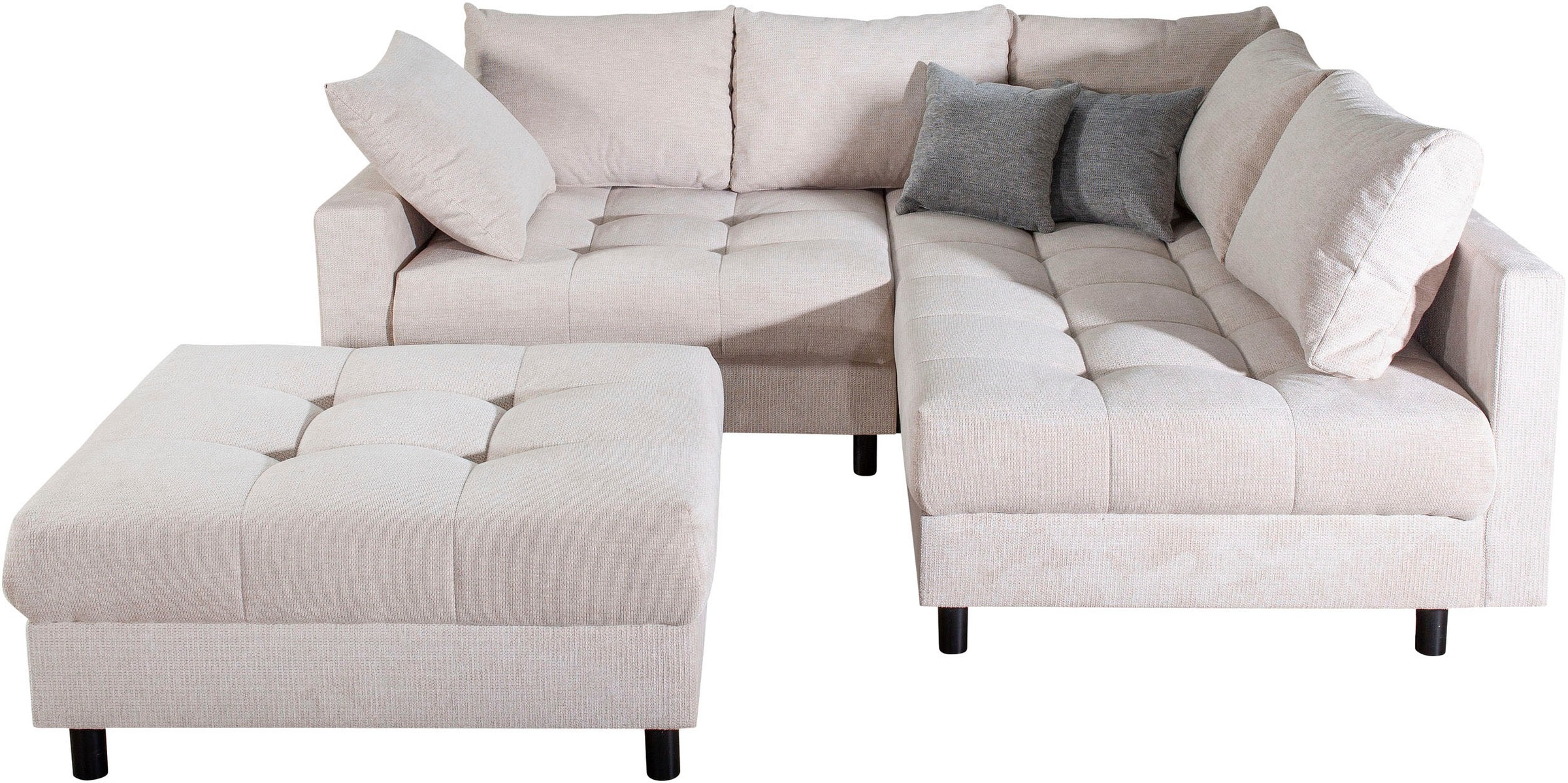 COLLECTION AB Ecksofa »Toni L-Form, B: 215 cm« mit Hocker & 2 Zierkissen, F günstig online kaufen