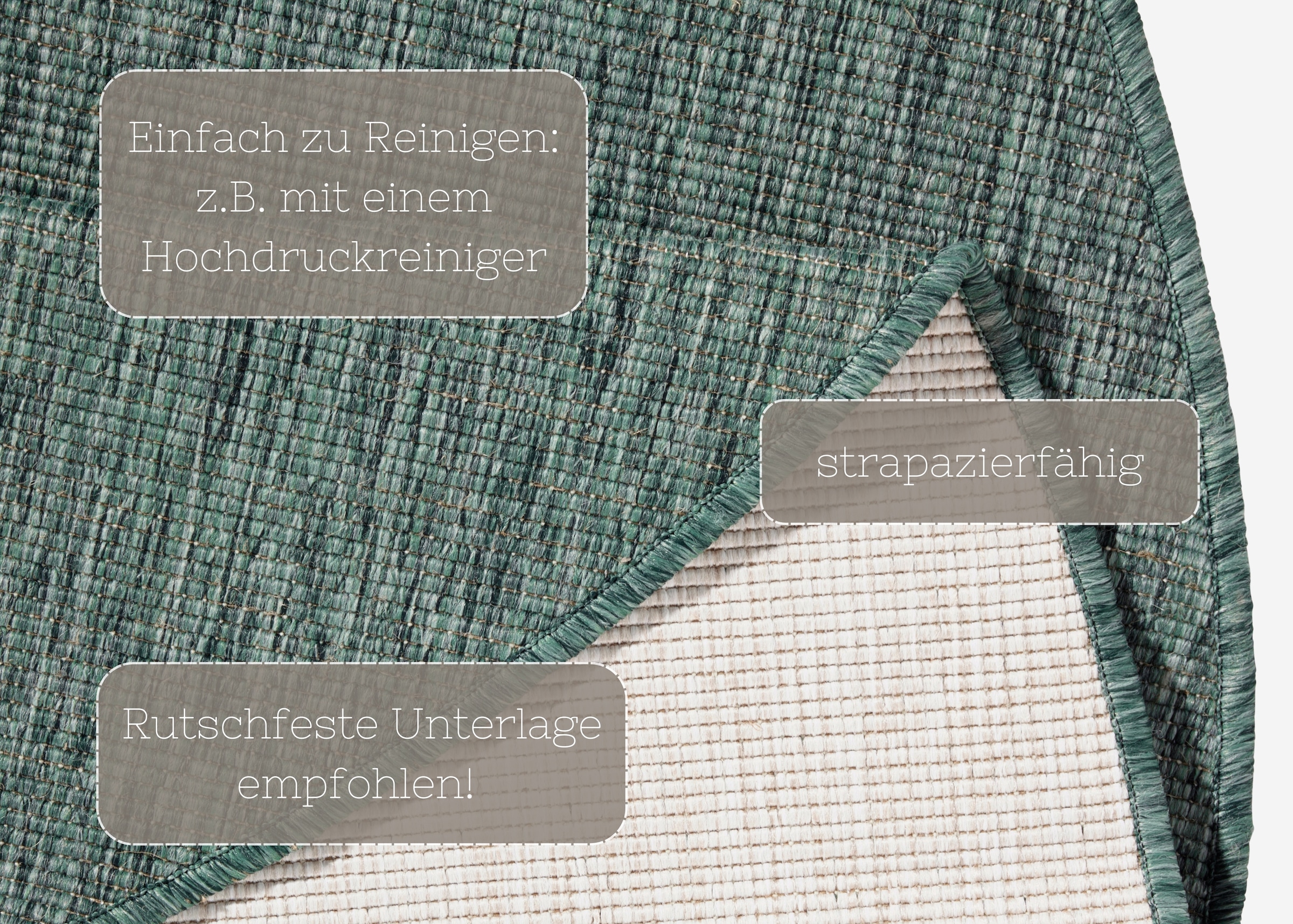 HANSE Home Teppich »Miami Wendeteppich«, rund, 5 mm Höhe, In-& Outdoor, Wetterfest, Balkon, Garten, Wohnzimmer, Wasserfest