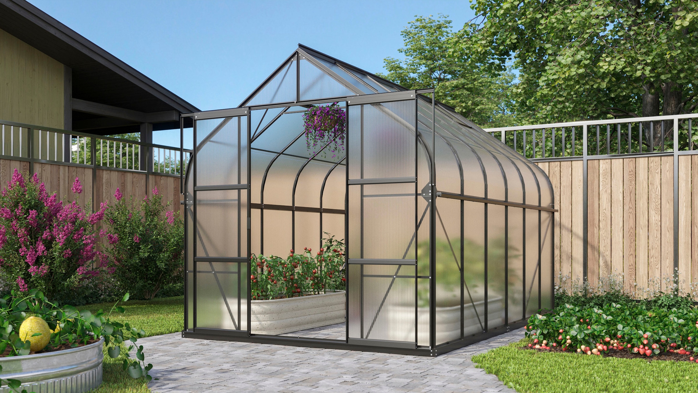 Vitavia Gewächshaus »Dione 9900« Alu-Profile, Stahlfundamentrahmen, 4 mm Hohlkammerplatten