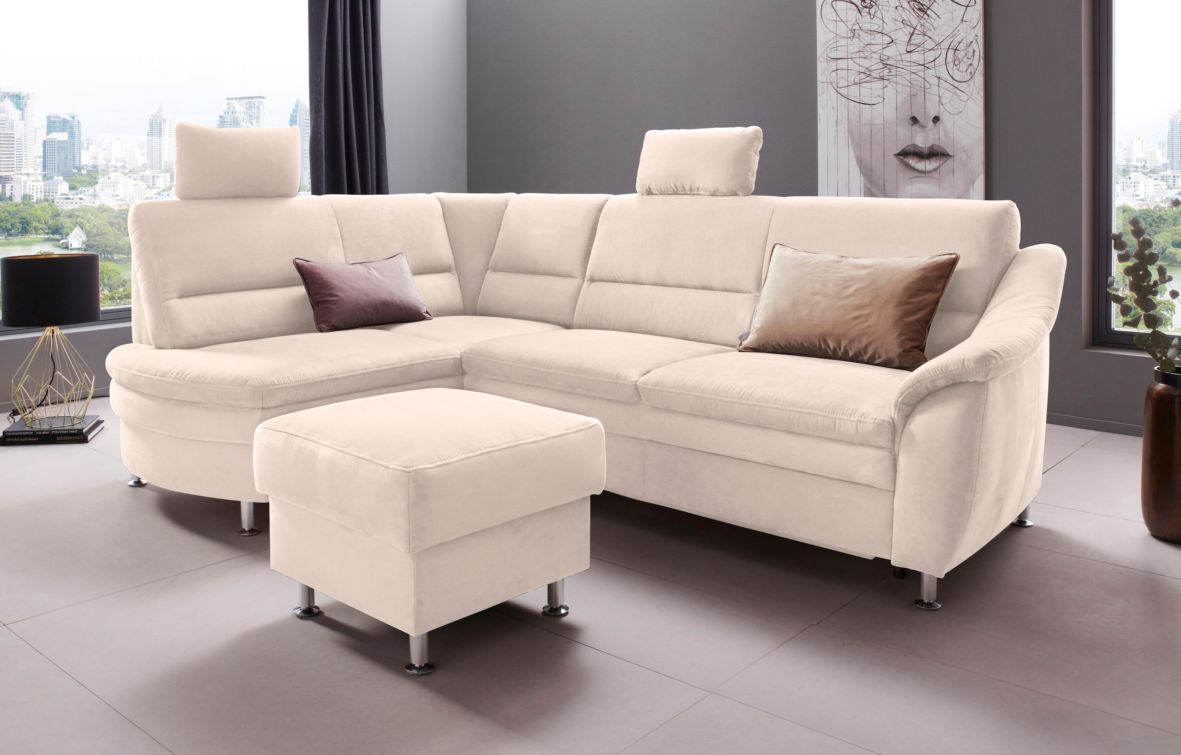 Places of Style Ecksofa »Cardoso L-Form«, Federkern, wahlweise mit Bett, Sc günstig online kaufen