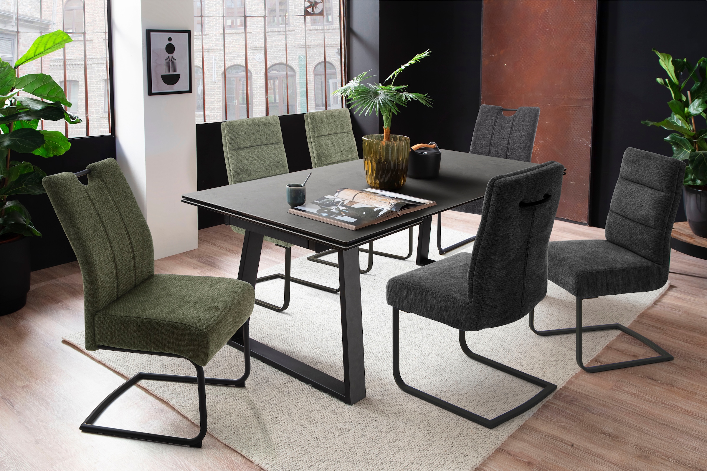 MCA furniture Freischwinger »LIMASSOL«, Chenille, (Set, 2Stck.), Stuhl belastbar bis 140 kg