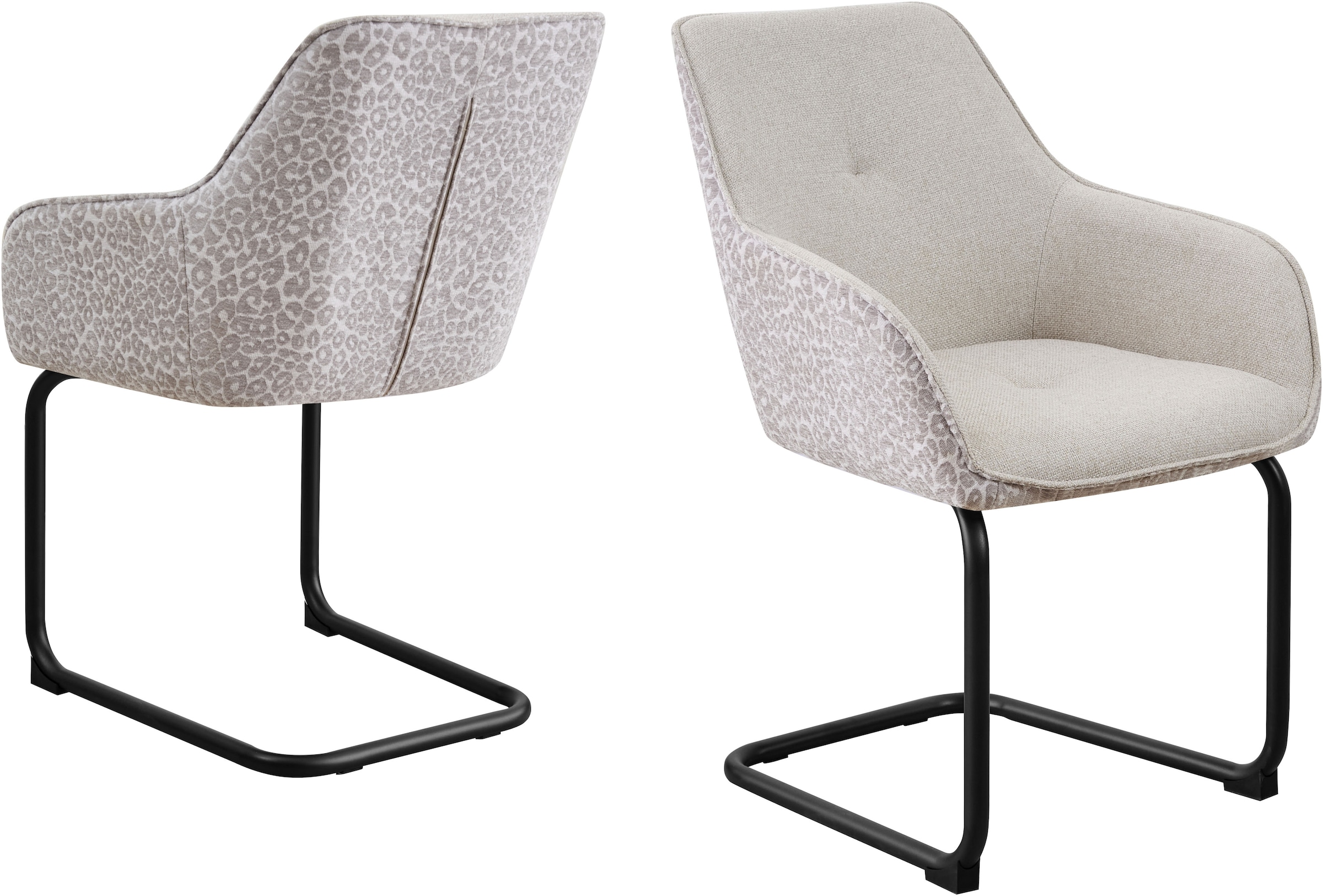 OTTO home Freischwinger »Albany« (Set) 2 Stk.moderner Freischwinger mit Leopardenlook und hochwertigem Webstoff