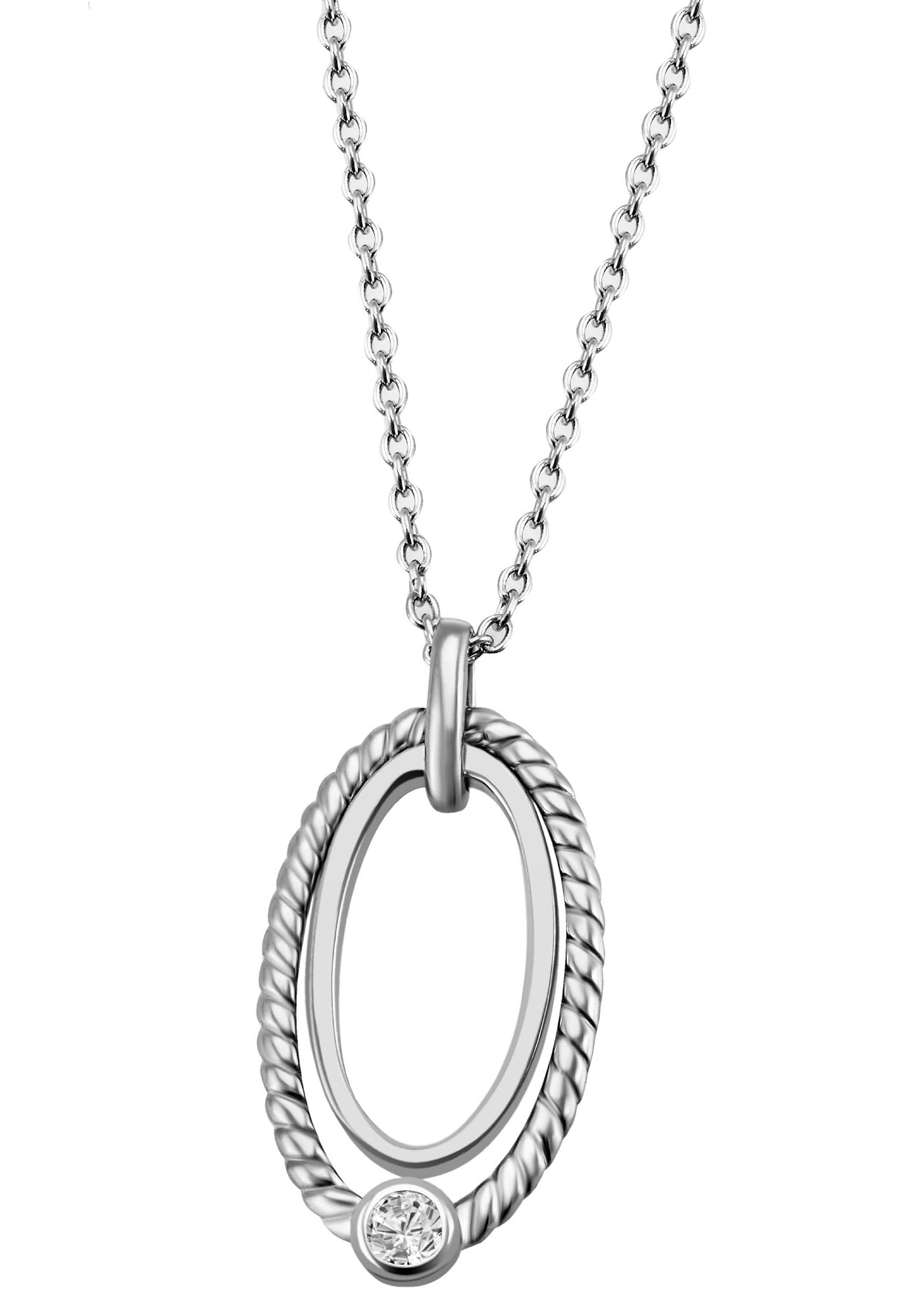 Firetti Kette mit Anhänger »Schmuck Geschenk Silber 925 Halsschmuck Halskette Ankerkette Oval« mit Zirkonia (synth.)