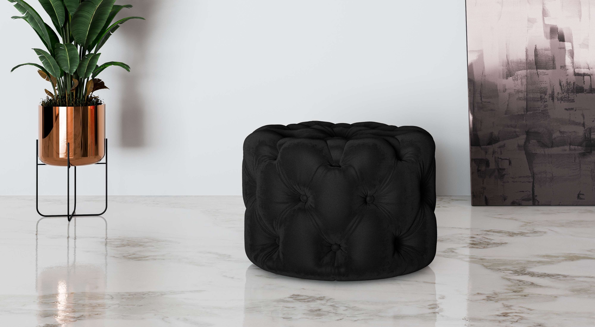 Places of Style Hocker »FOLLINA«, Polsterhocker mit klassischer Chesterfiel günstig online kaufen