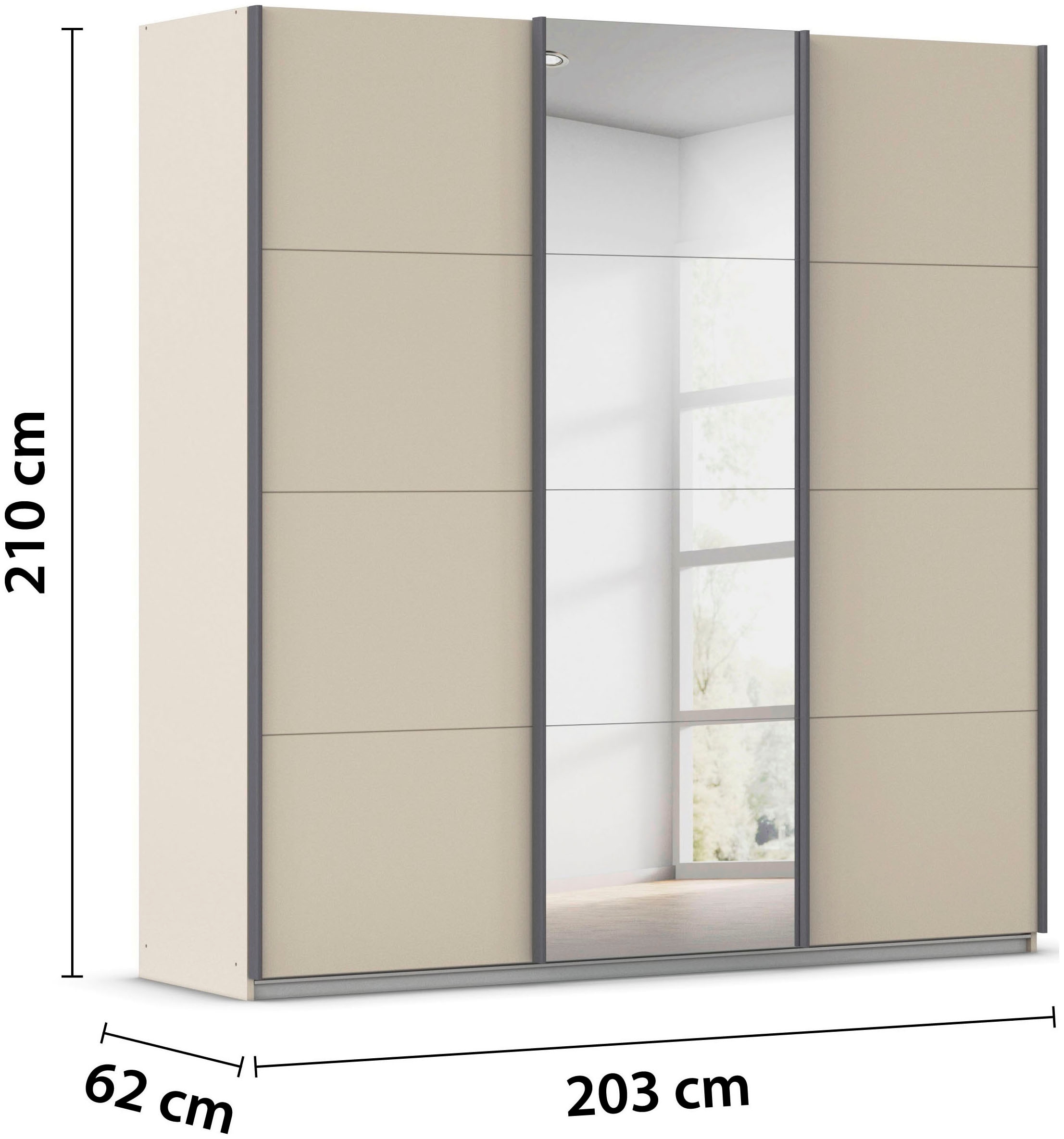 rauch Schwebetürenschrank »Kleiderschrank Schrank OTTO´S CHOICE Garderobe AGORDO«, (in zwei Griff-Farben), Top Innenausstattung, in 4 Breiten und 2 Höhen MADE IN GERMANY