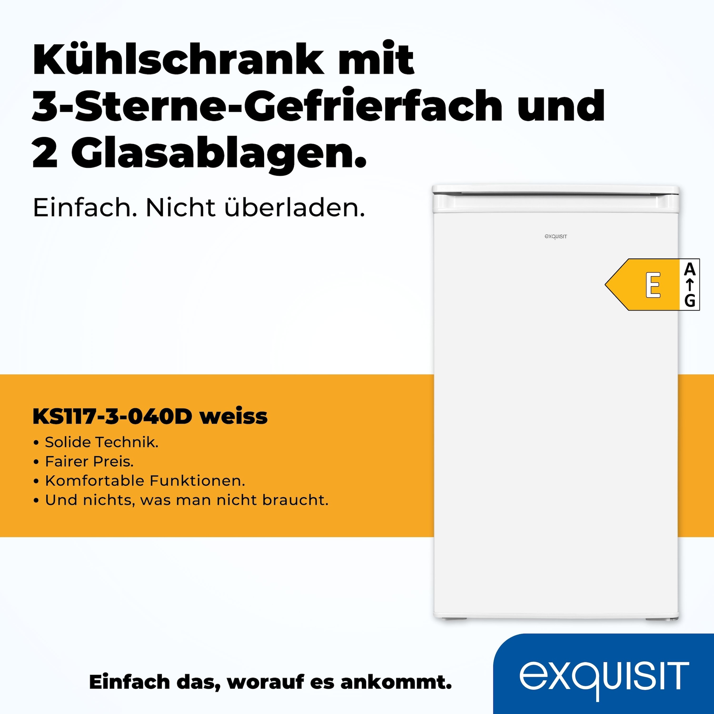 exquisit Kühl-/Gefrierkombination »KS117-3-040D weiss«, Energieeffizienzklasse D, 81 Liter Nutzinhalt