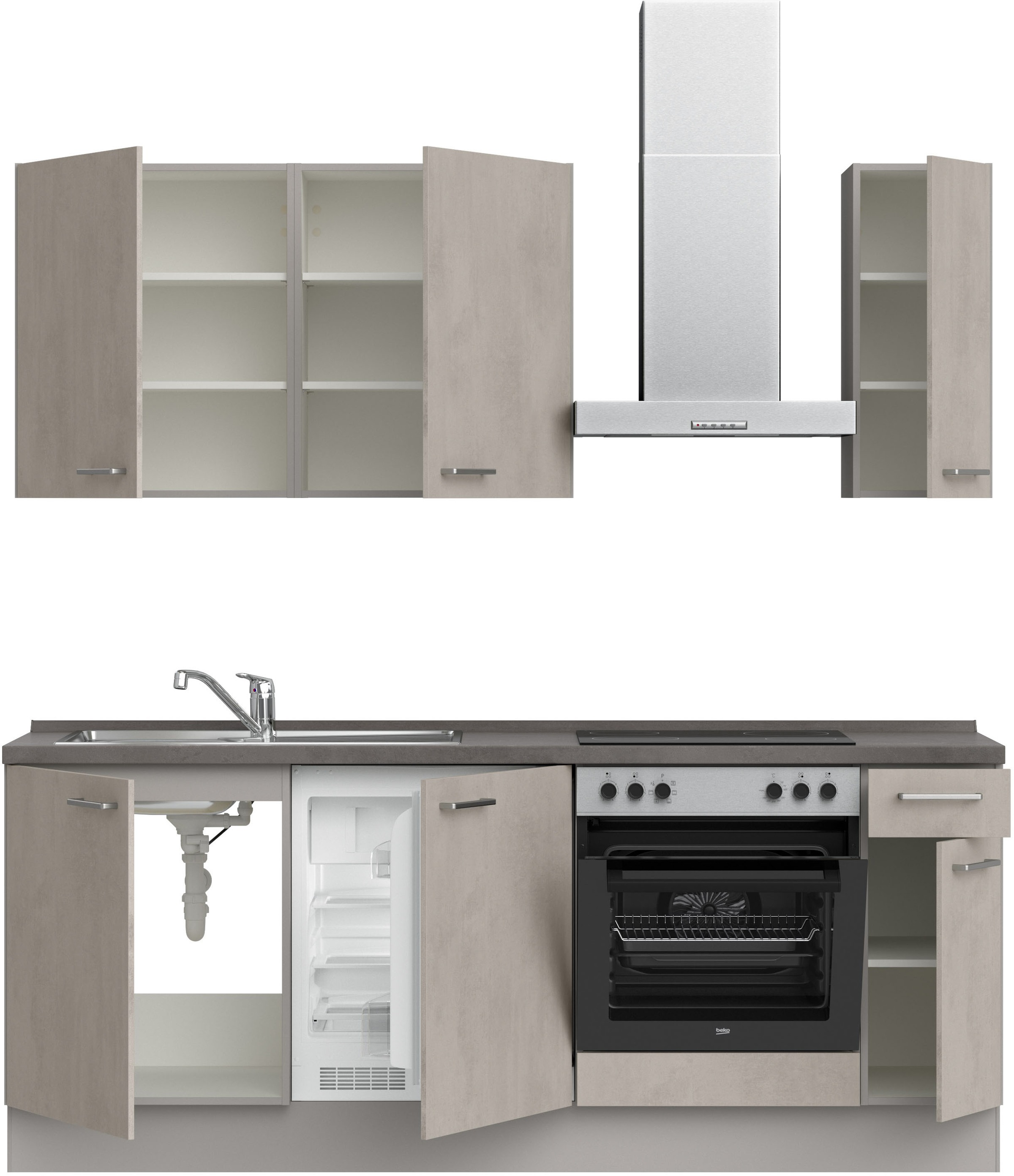 nobilia® Küchenzeile »"Riva I"«, vormontiert, Ausrichtung wählbar, Breite 210 cm, wahlw. mit E-Geräten
