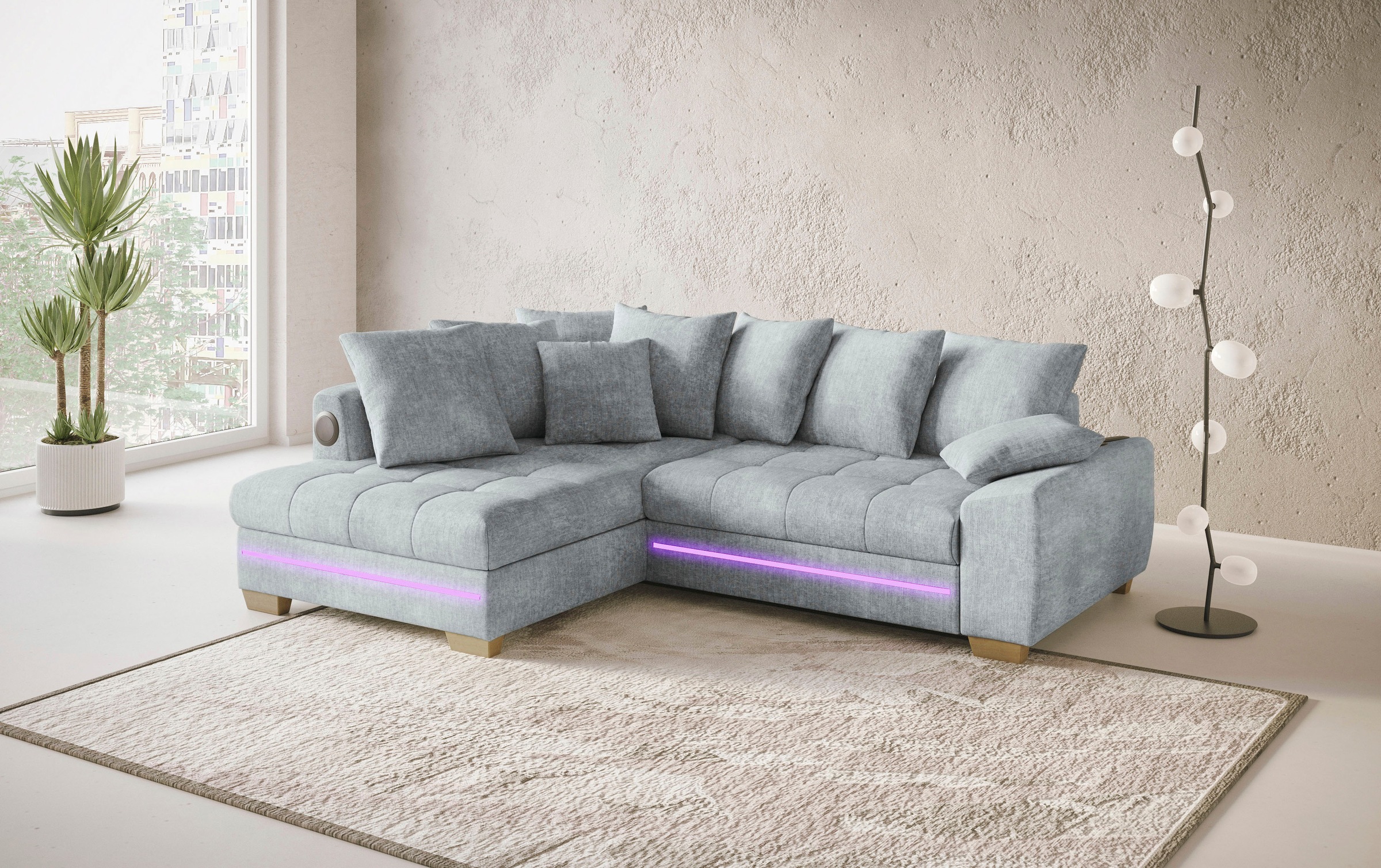 Mr. Couch Ecksofa »Nikita II, L-Form«, mit Kaltschaum, RGB-LED, Soundsystem günstig online kaufen