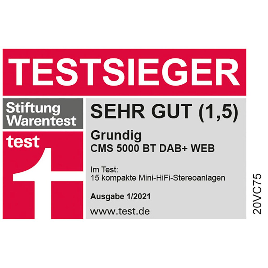 Grundig Microanlage »CMS 5000 BT DAB+ WEB«, (Bluetooth-WLAN Digitalradio (DAB+)-Internetradio 100 W)