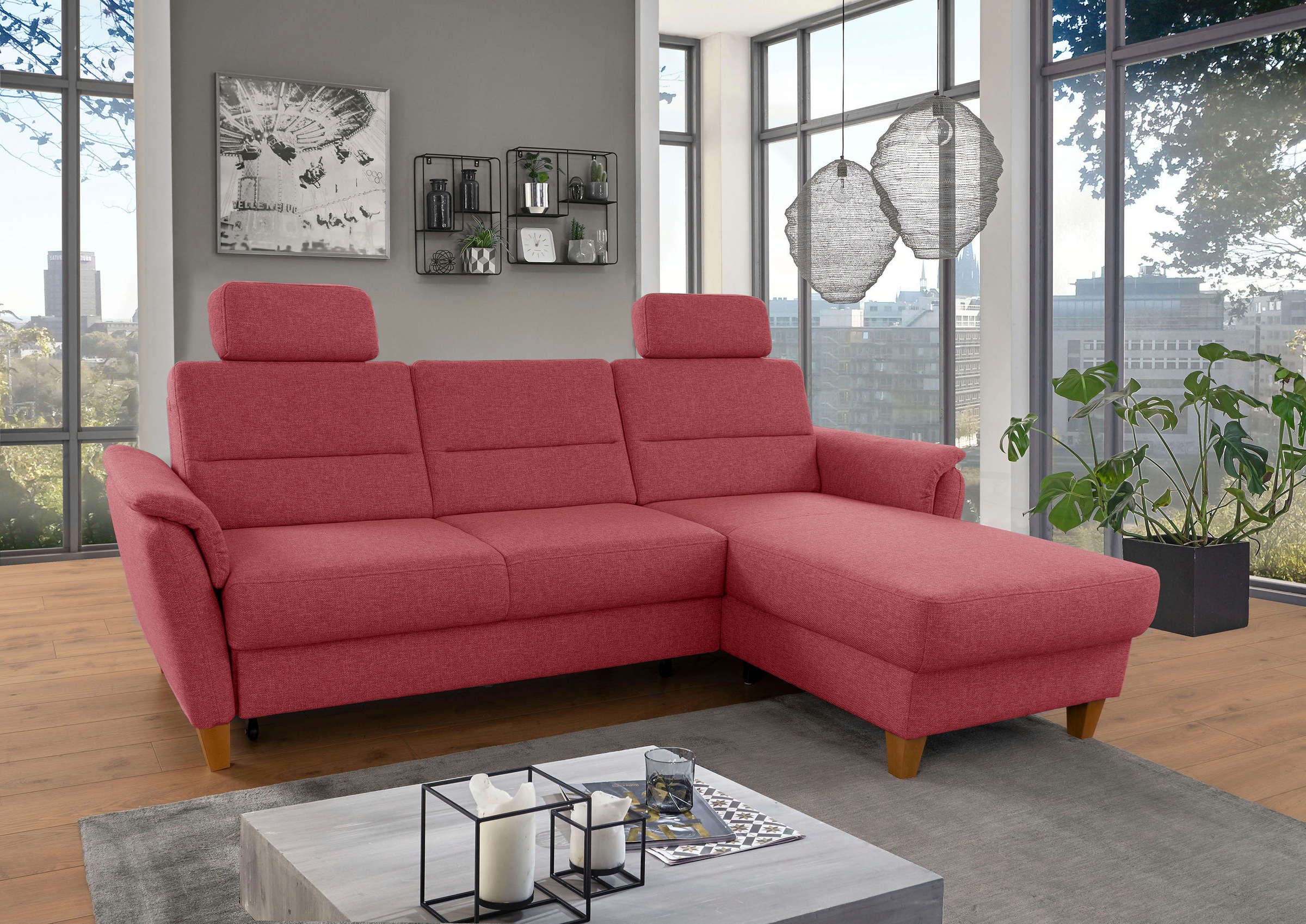 Home affaire Ecksofa »Palmera L-Form, B: 244 cm« optional Bettfunktion & Be günstig online kaufen