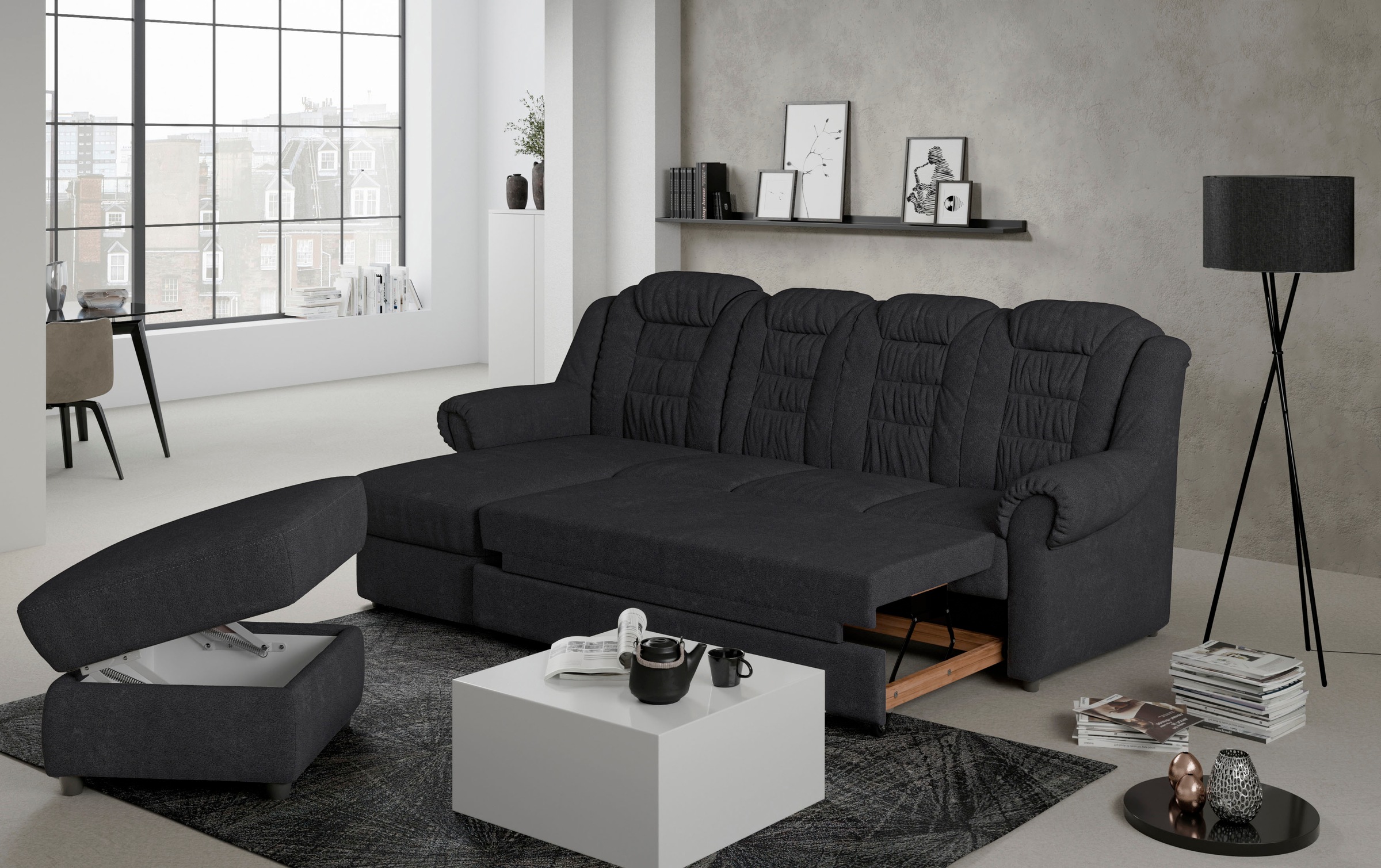 Home affaire Ecksofa »Boston L-Form«, mit hoher Rückenlehne, wahlweise mit günstig online kaufen