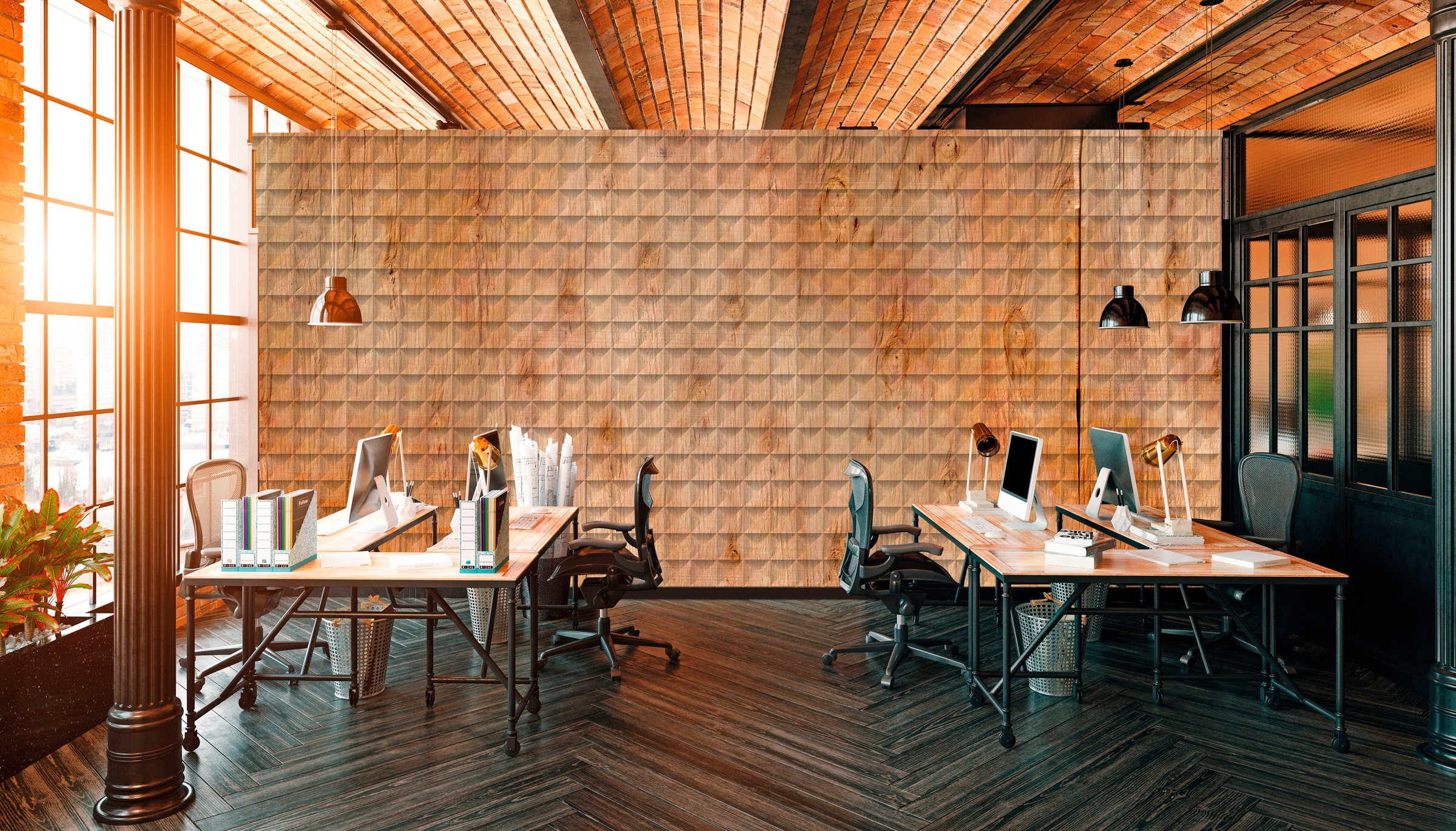 Architects Paper Fototapete »Atelier 47 Square Wood 2« Holz glatt Vlies, Wa günstig online kaufen