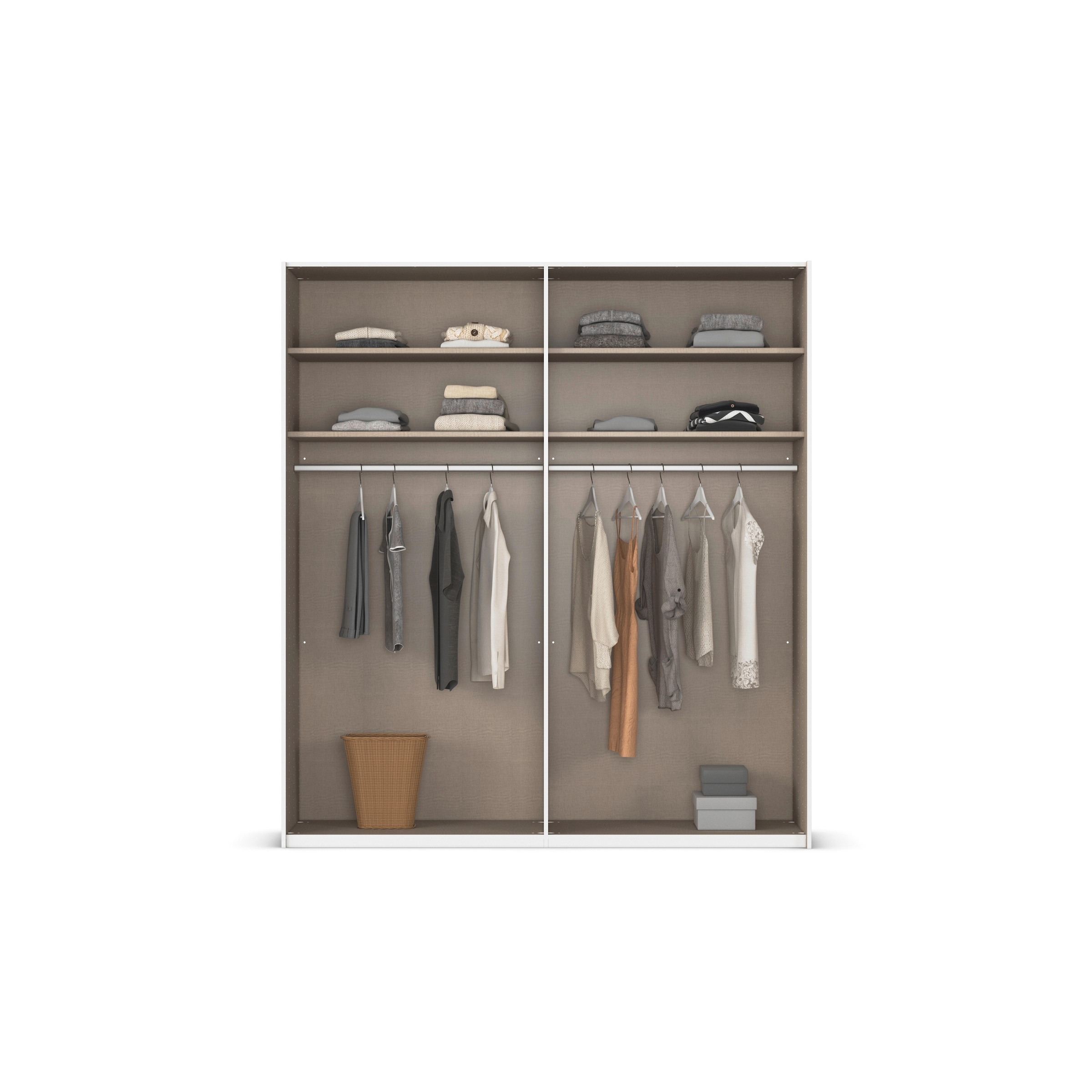 rauch Schwebetürenschrank »Kleiderschrank Schrank Garderobe Schlafzimmerschrank EVELYN«, in elegantem Stil, in 5 Breiten, Griffe in Korpusfarbe MADE IN GERMANY