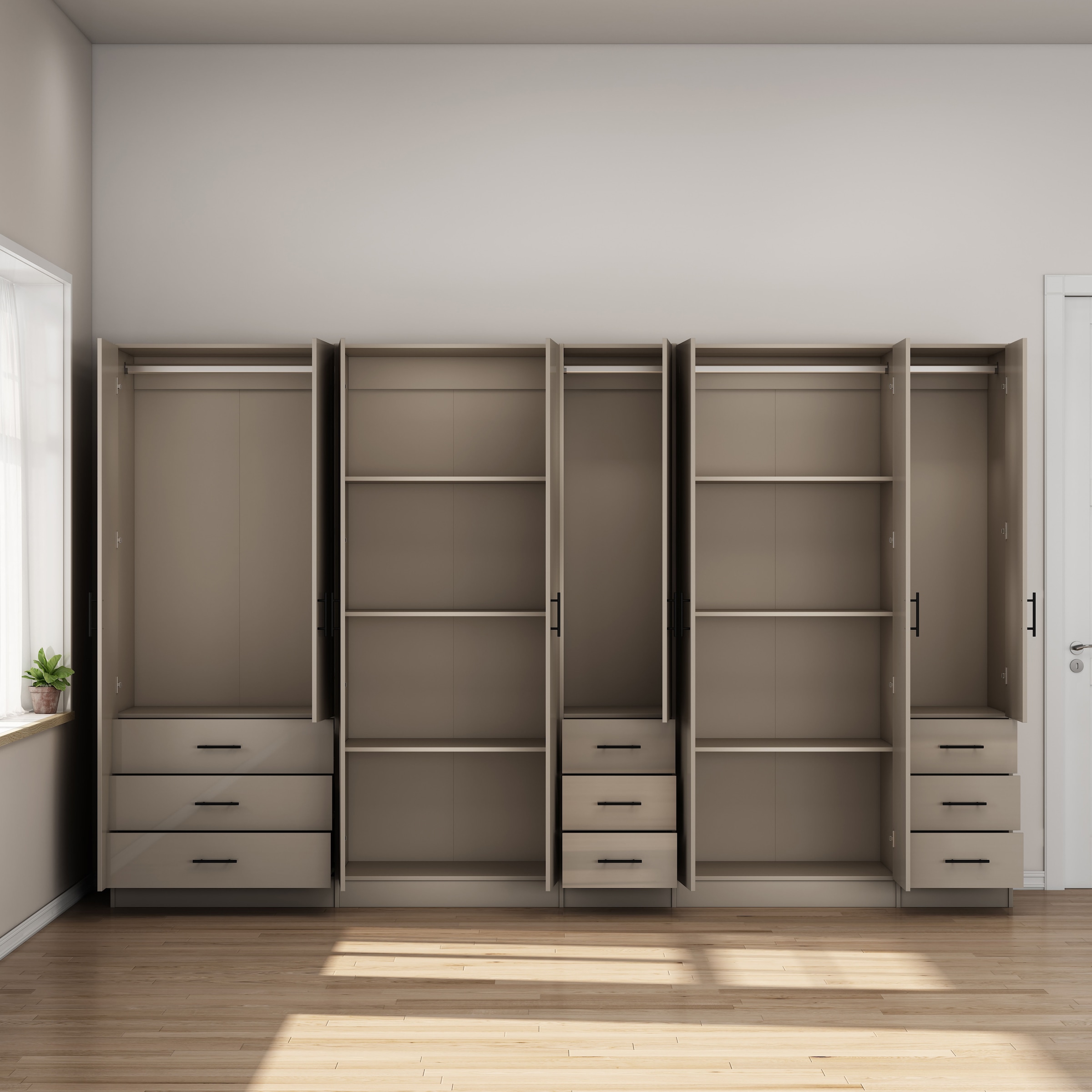 OTTO home Kleiderschrank »Trento Schlafzimmerschrank Garderobe hochglanz« Schrank mit 8 Türen und 9 Schubladen, hochglänzende Fronten