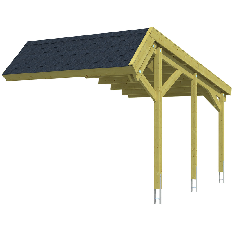 SKANHOLZ Einzelcarport »Harz Stellplatzerweiterung« 291 cm Grün mit schwarzen Dachschindeln Grün
