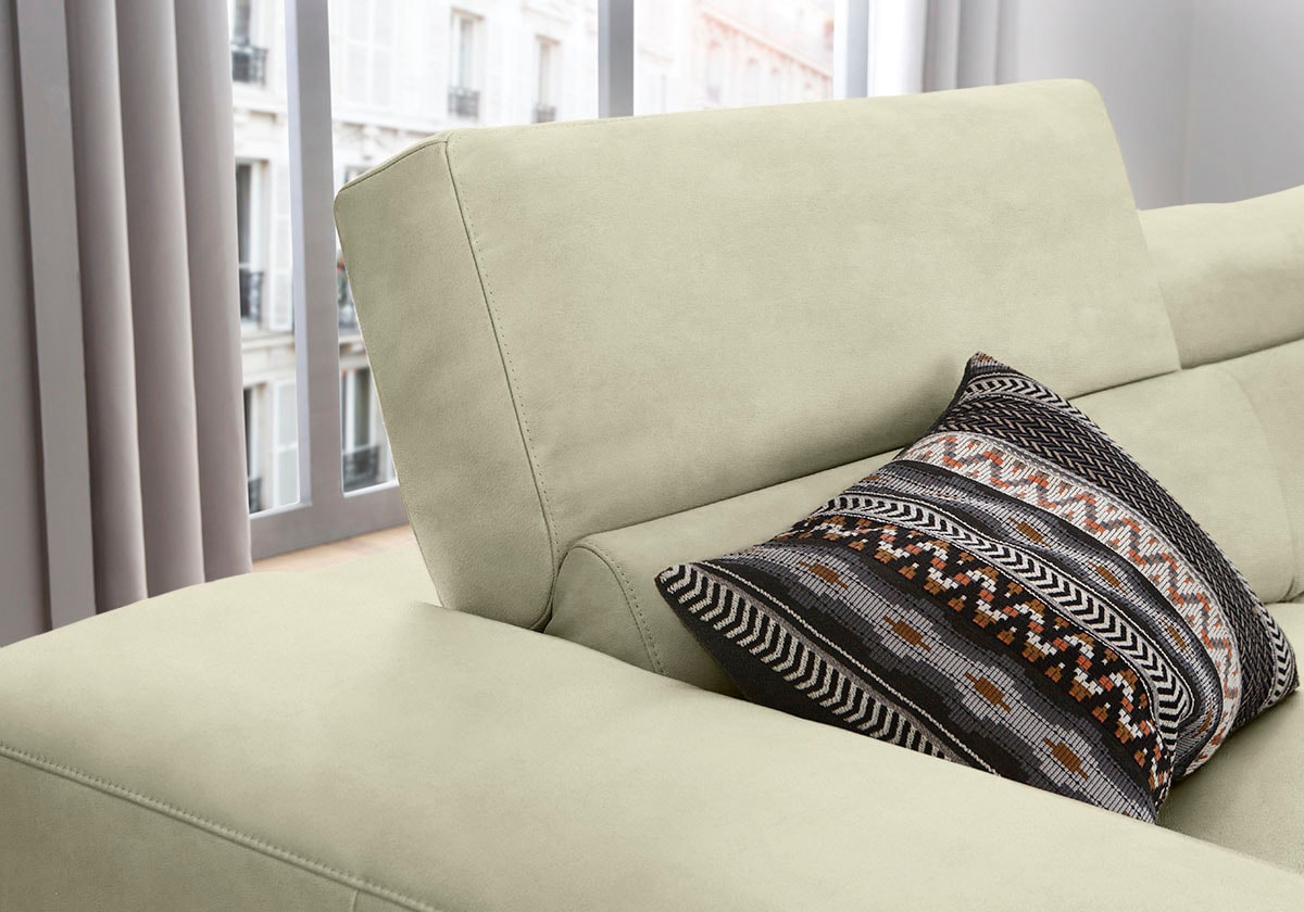 W.SCHILLIG Ecksofa »piedroo, Designsofa mit tollem Sitzkomfort, elegant und bequem, L-Form«, Kopfteilverstellung, wahlweise mit Sitztiefenverstellung, Breite 343cm