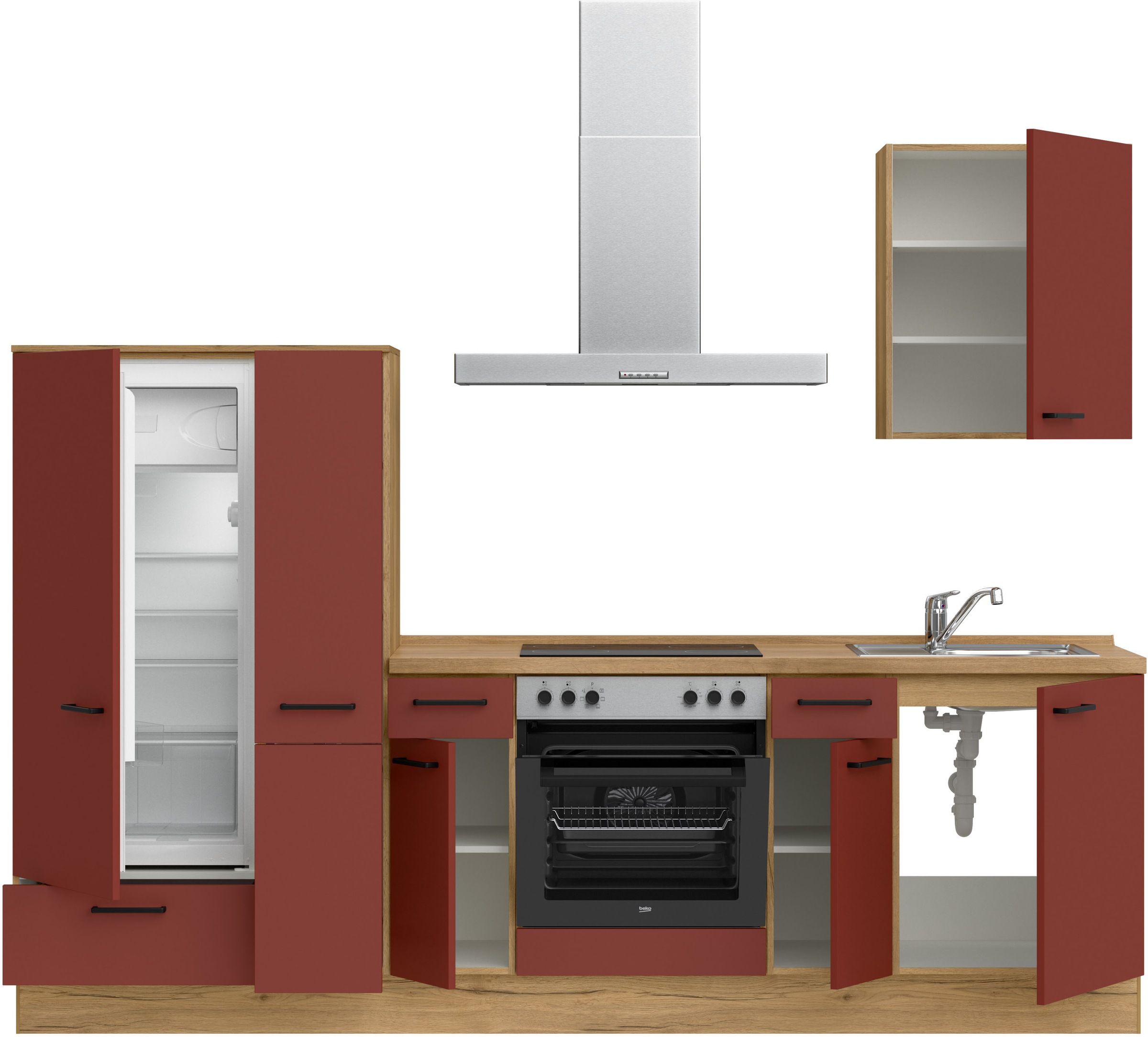nobilia® Küchenzeile »"Easytouch I"«, vormontiert, Ausrichtung wählbar, Breite 270 cm, wahlw. mit E-Geräten