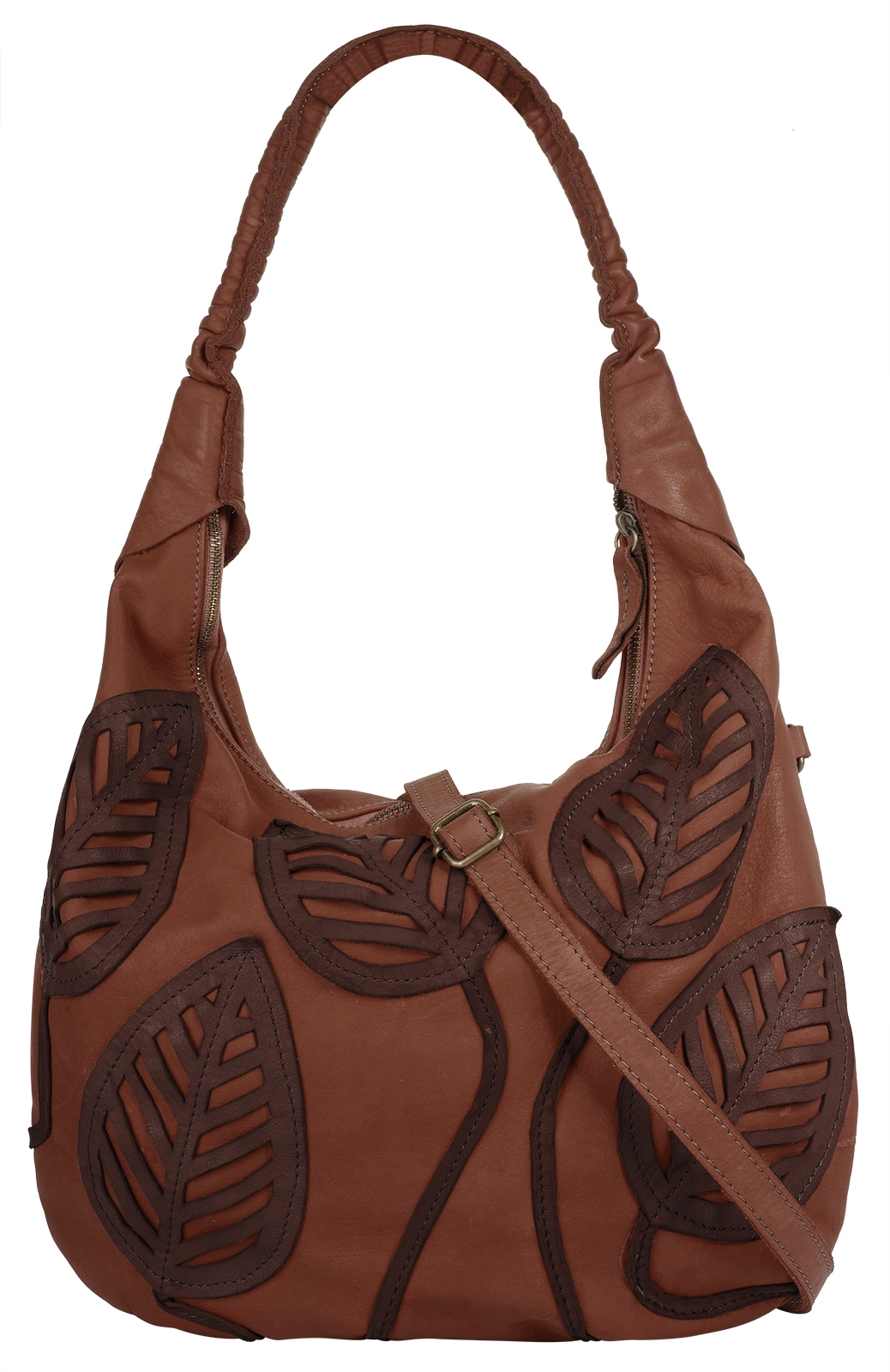 Samantha Look Damen Shopper echt Leder, Made in Italy braun