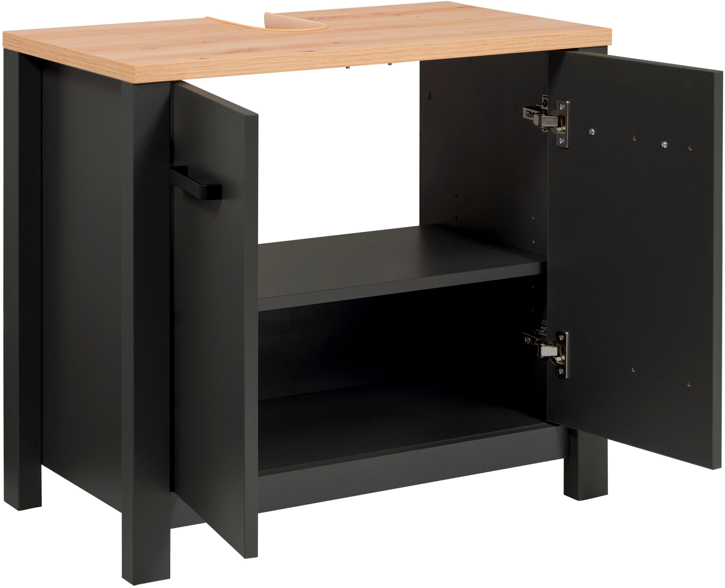 Inter Link Waschbeckenunterschrank »Pienza, Badmöbel, Siphon Ausschnitt, Wasserabweisend, 70 x 40 x 63 cm« 1 Stk. tlg. Unterschrank mit Softclose, verstellbarer Einlegeboden & Füße