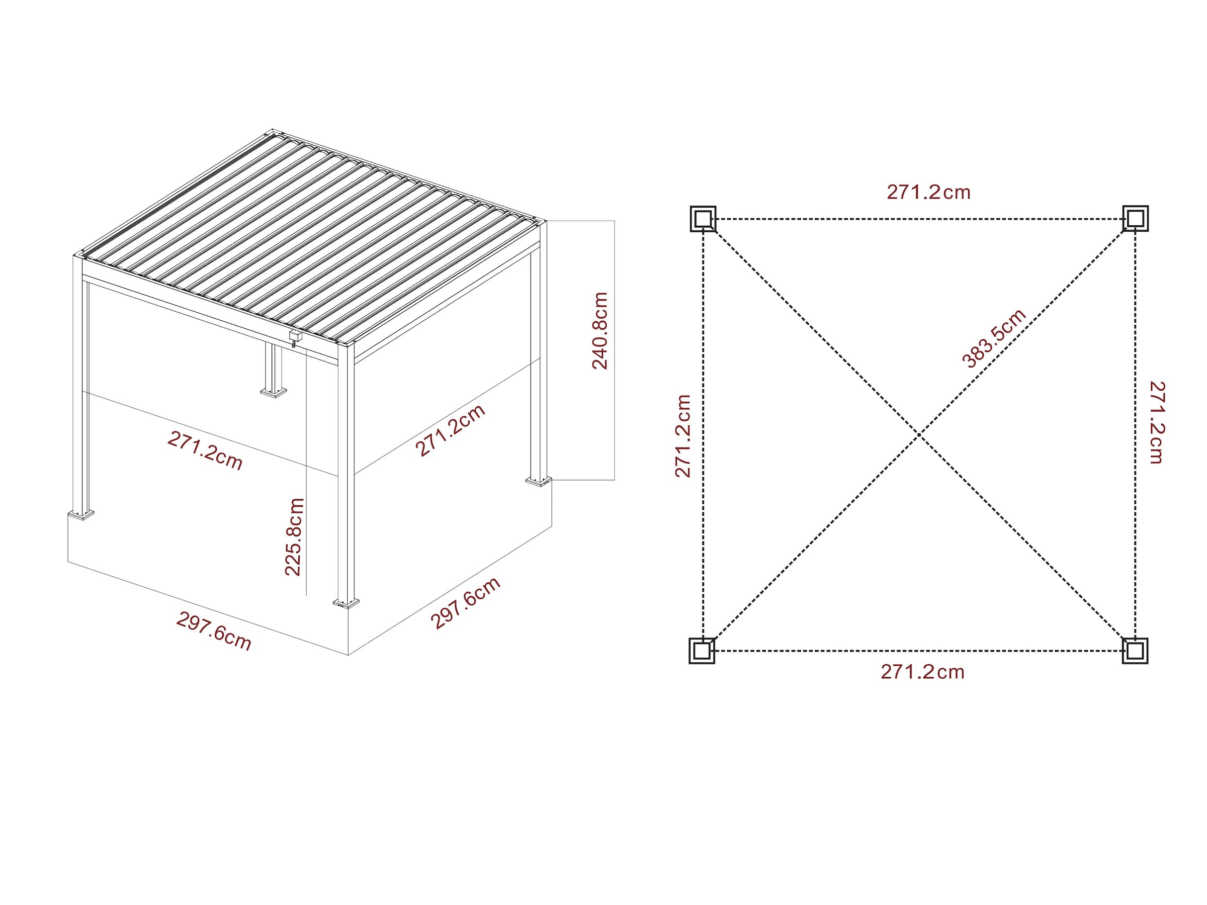 KONIFERA Pavillon »Alhambra Steel« verschiedene Größen, ohne Seitenteile